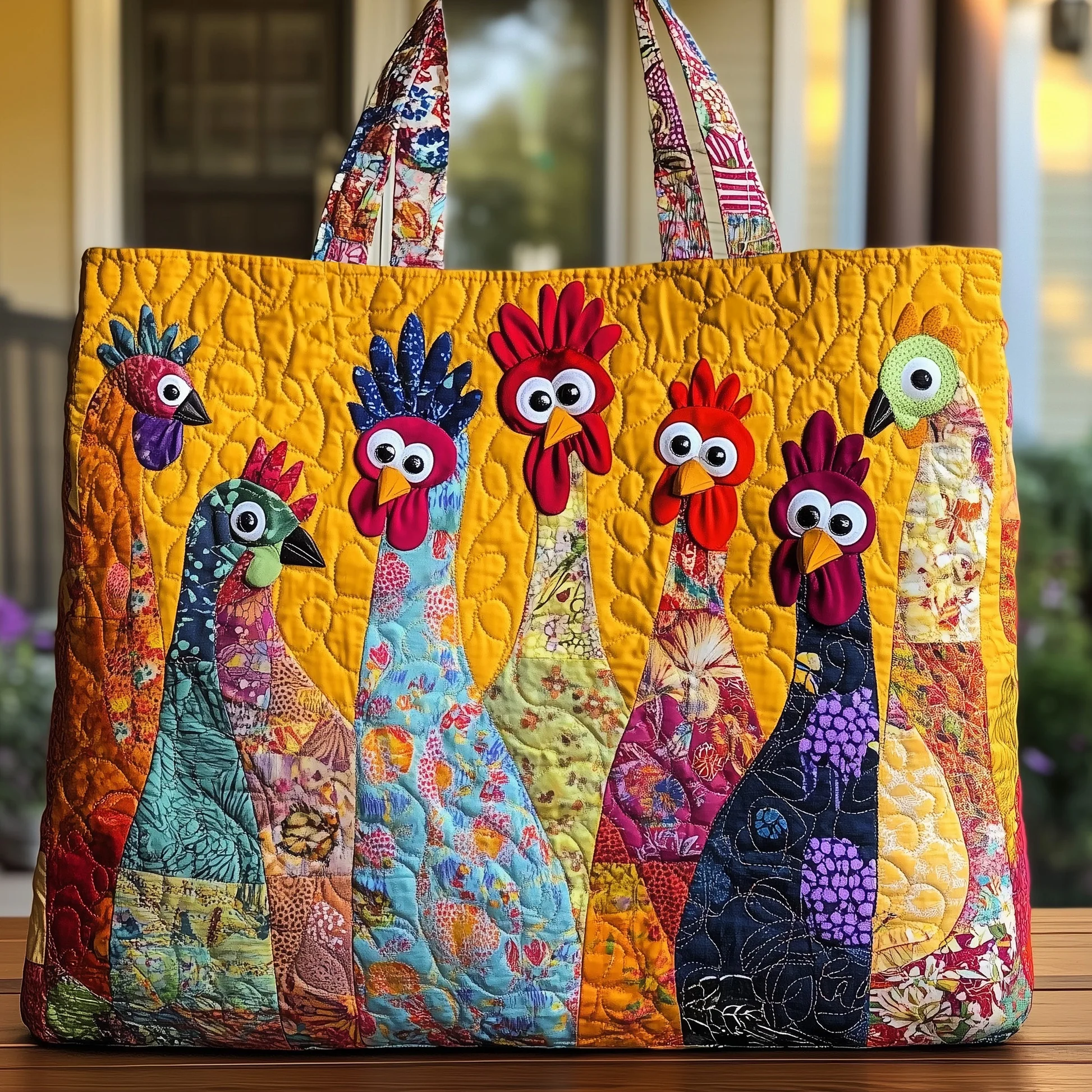 Funky Chicken Quilted Tote Bag GFTOHD7929 - Giftroza