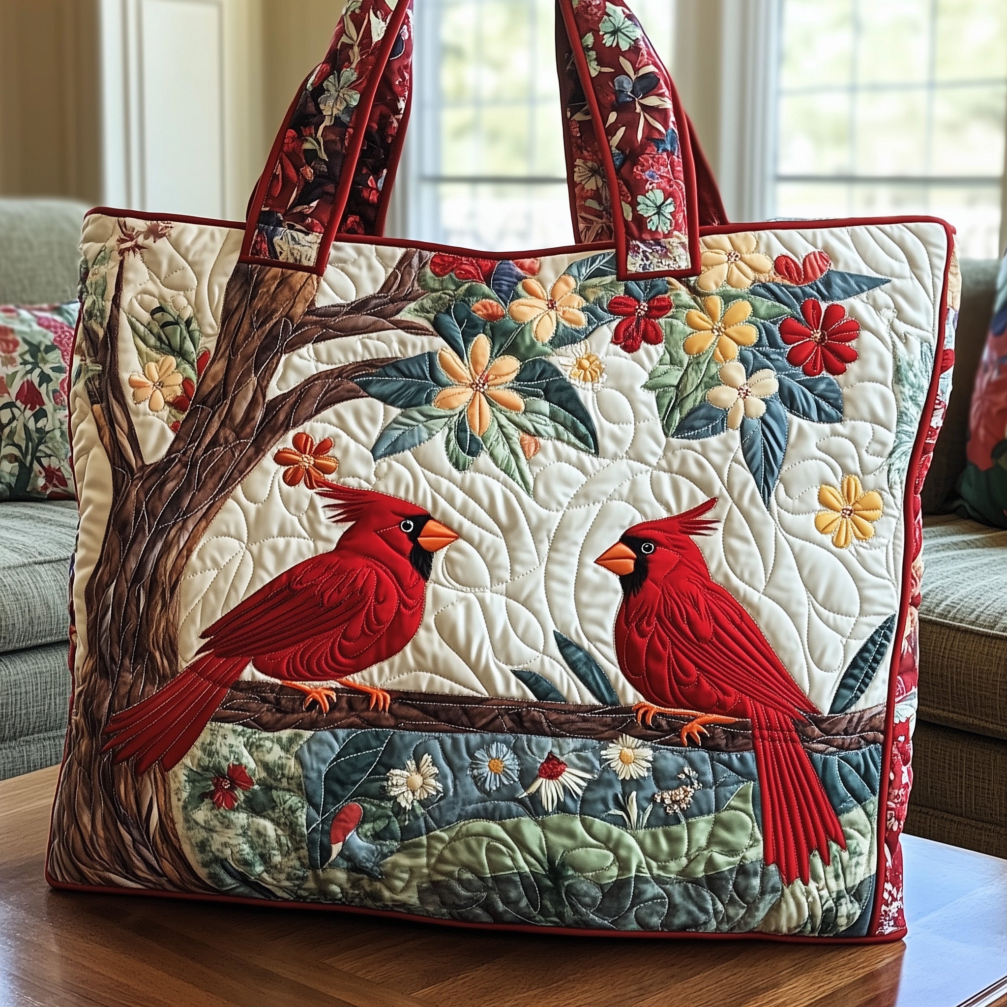Cardinal Love Quilted Tote Bag GFTONT1015 - Giftroza