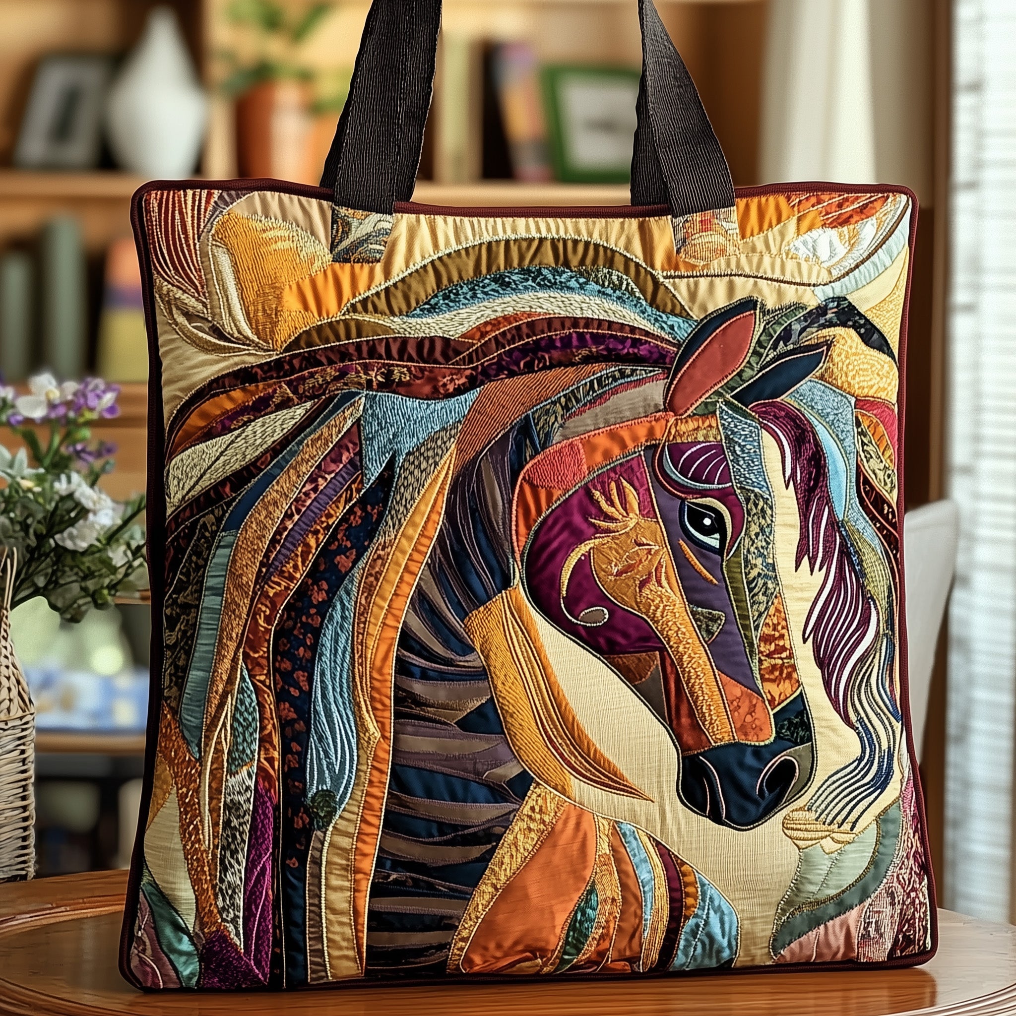 Native Horse Quilted Tote Bag GFTOTP8743 - Giftroza