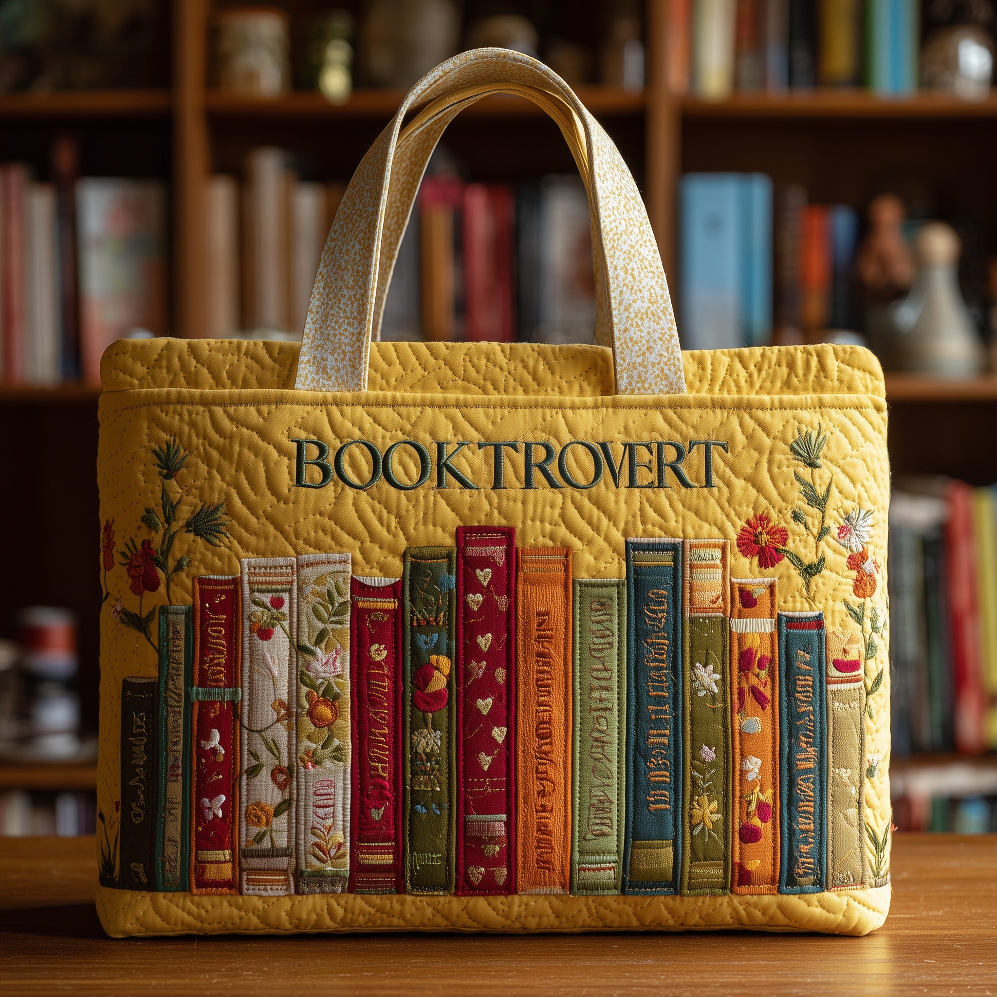 Booktrovert Quilted Tote Bag GFTOTL3911 - Giftroza