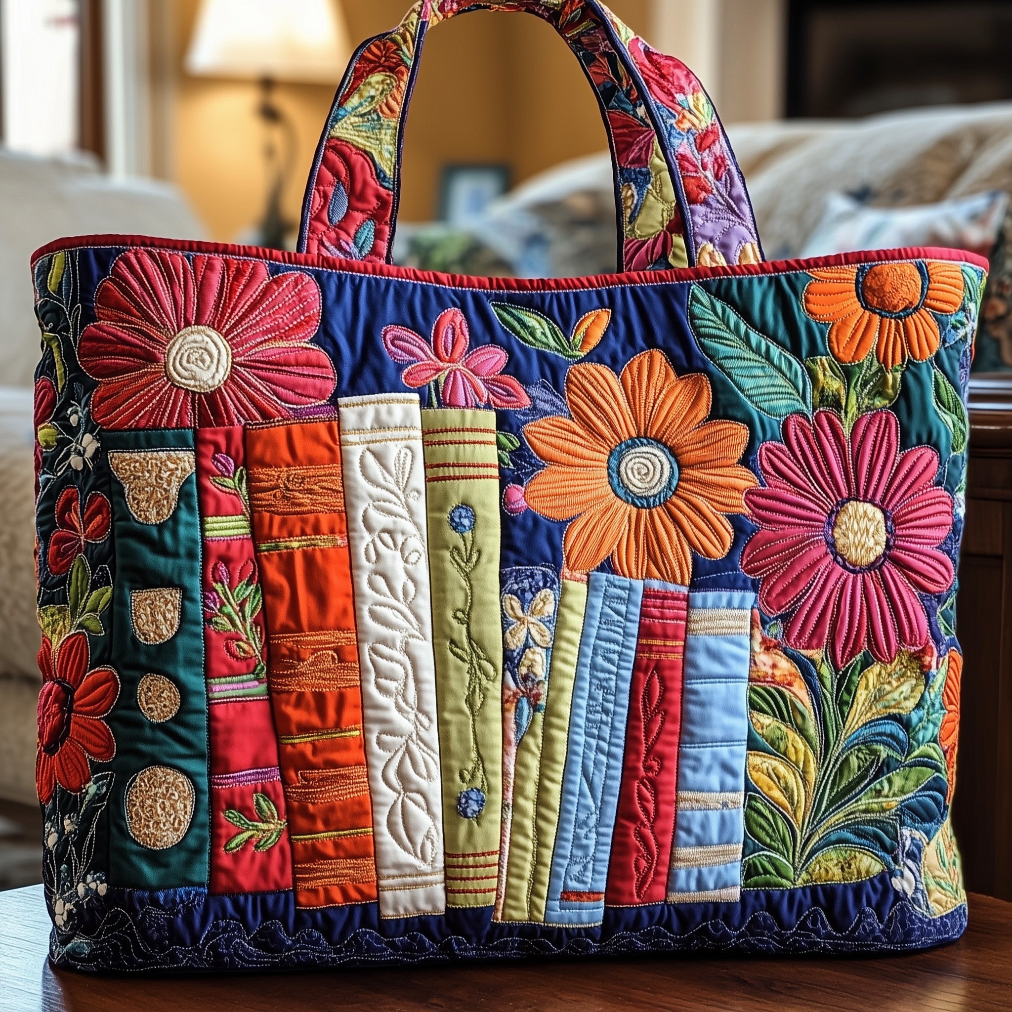 Bookish Quilted Tote Bag - Giftroza