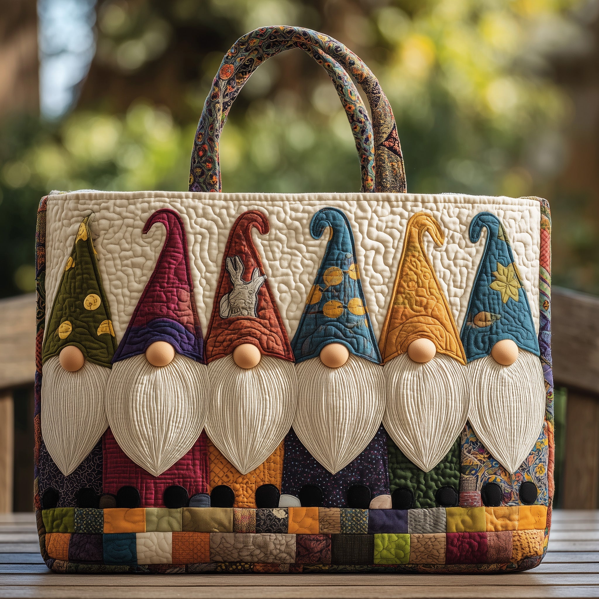 Adorable Gnomes Quilted Tote Bag GFTOHD9091 - Giftroza