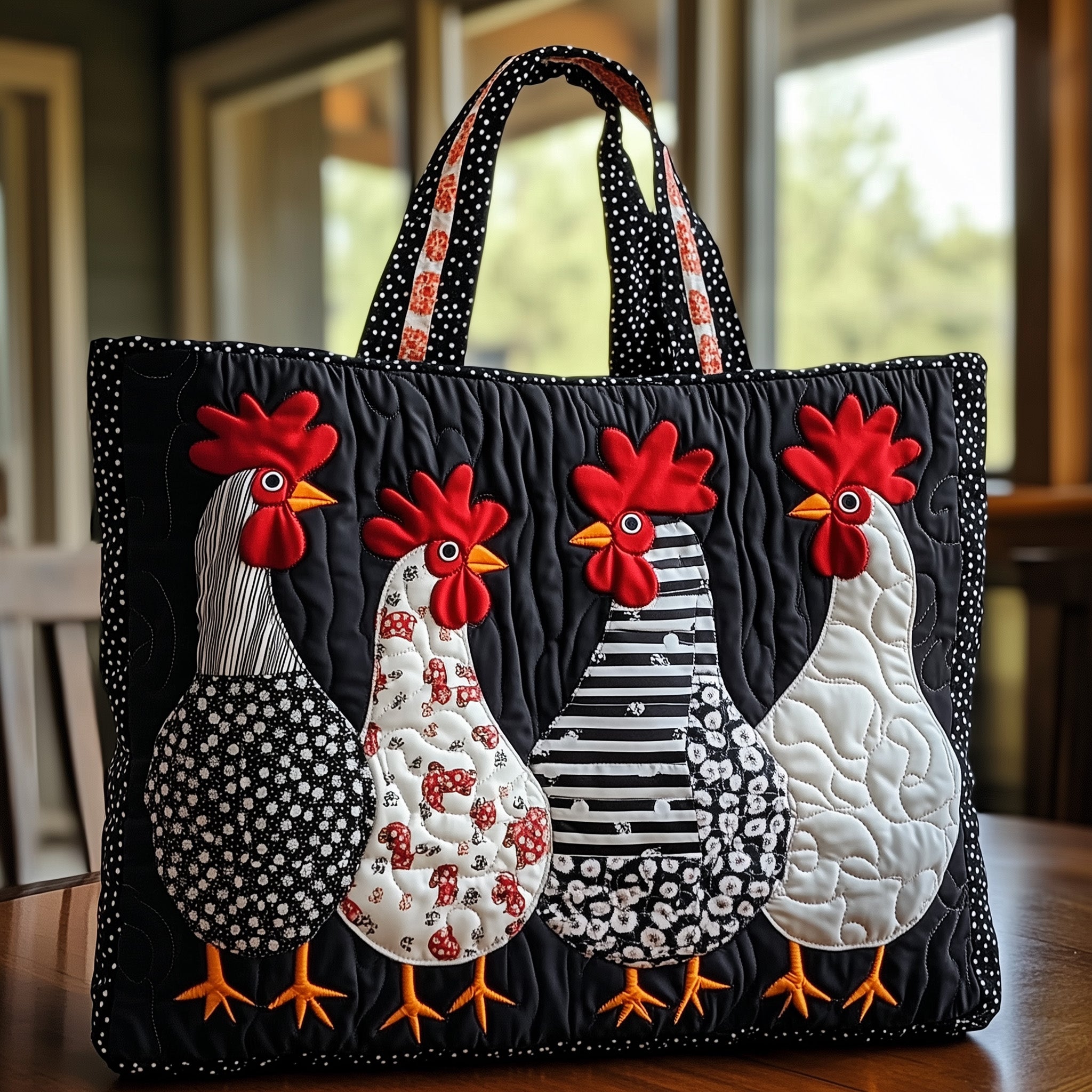 Funky Chicken Quilted Tote Bag GFTOHD7933 - Giftroza