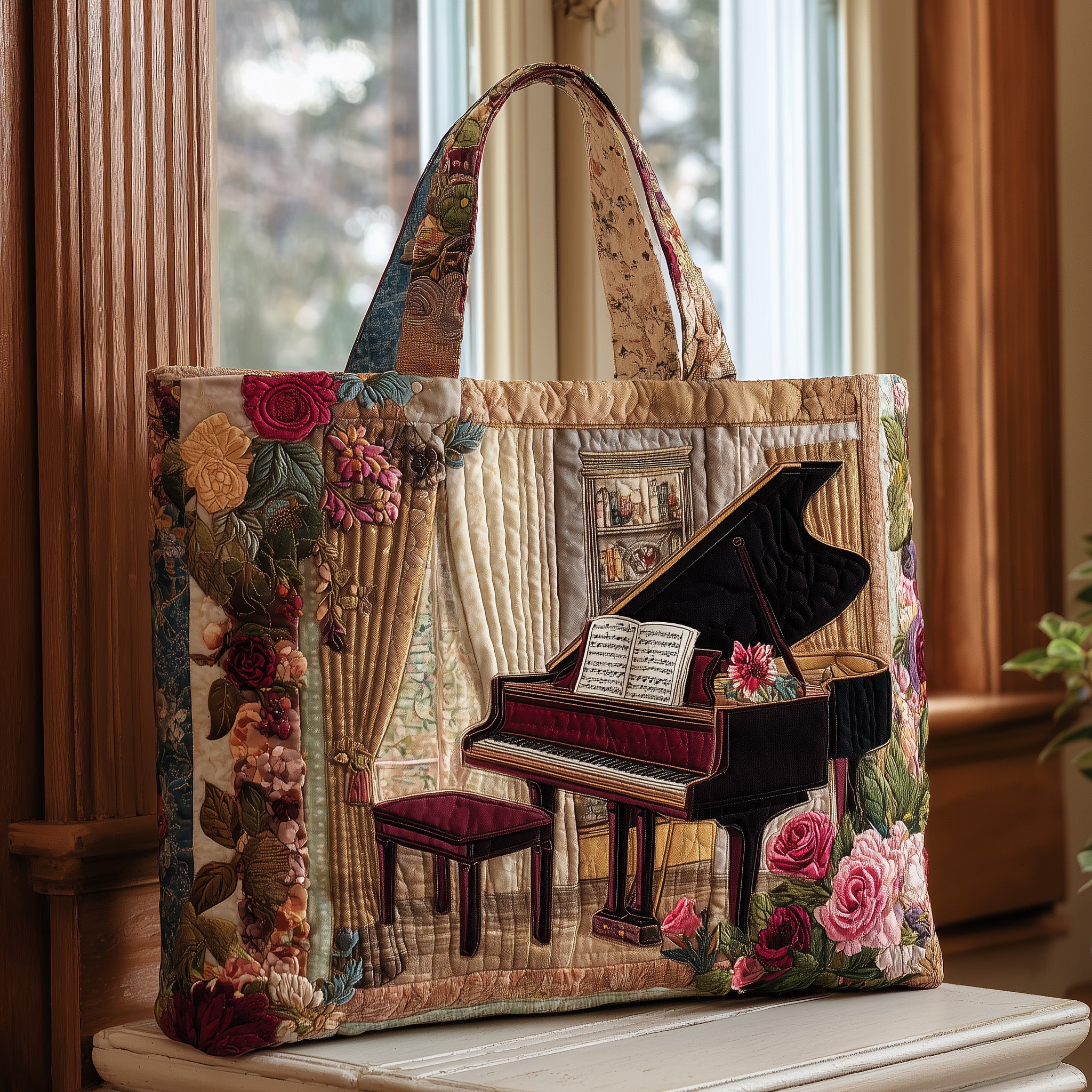 Piano Notes Quilted Tote Bag GFTOMA3605 - Giftroza
