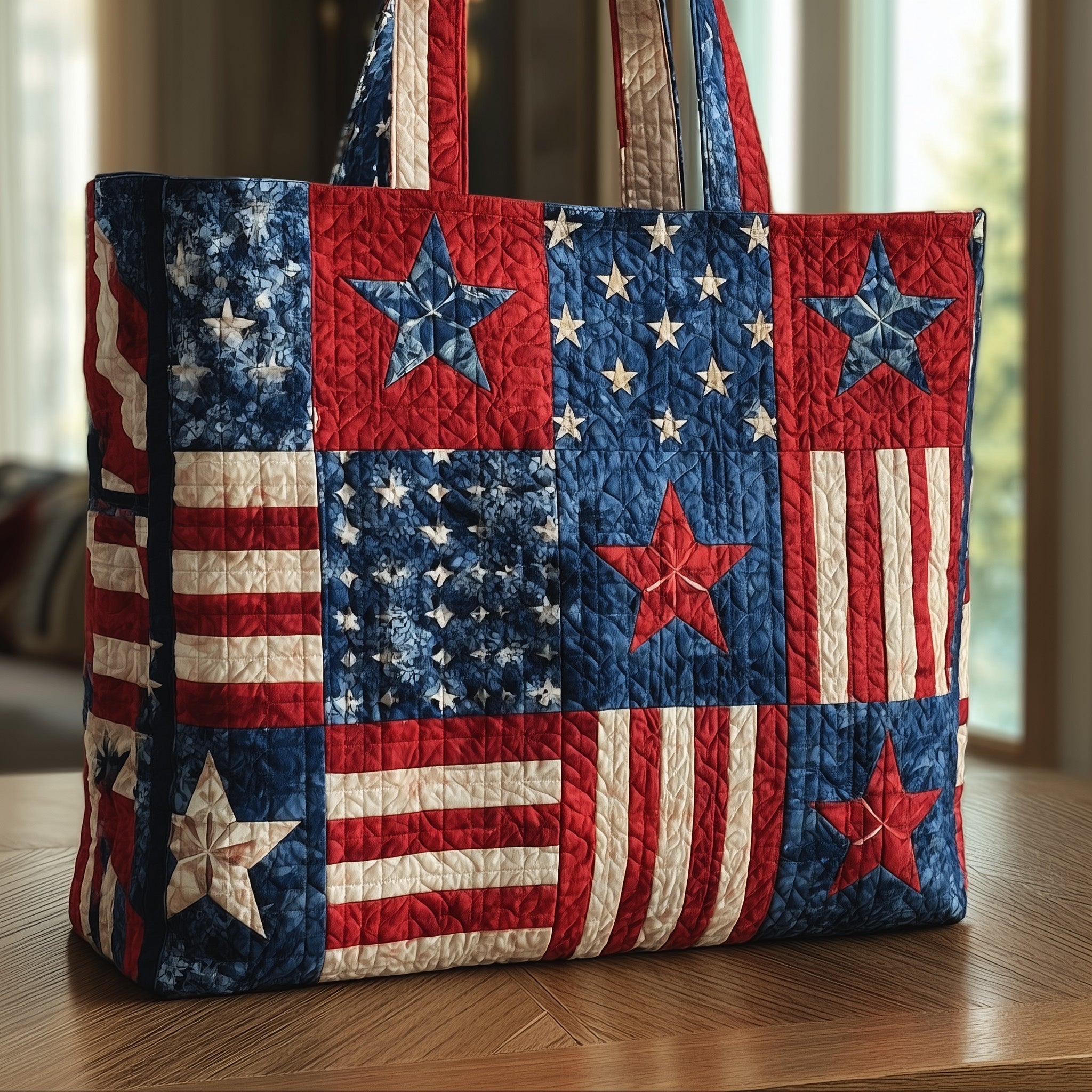 Patriotic Flag Quilted Tote Bag GFTONT1292 - Giftroza