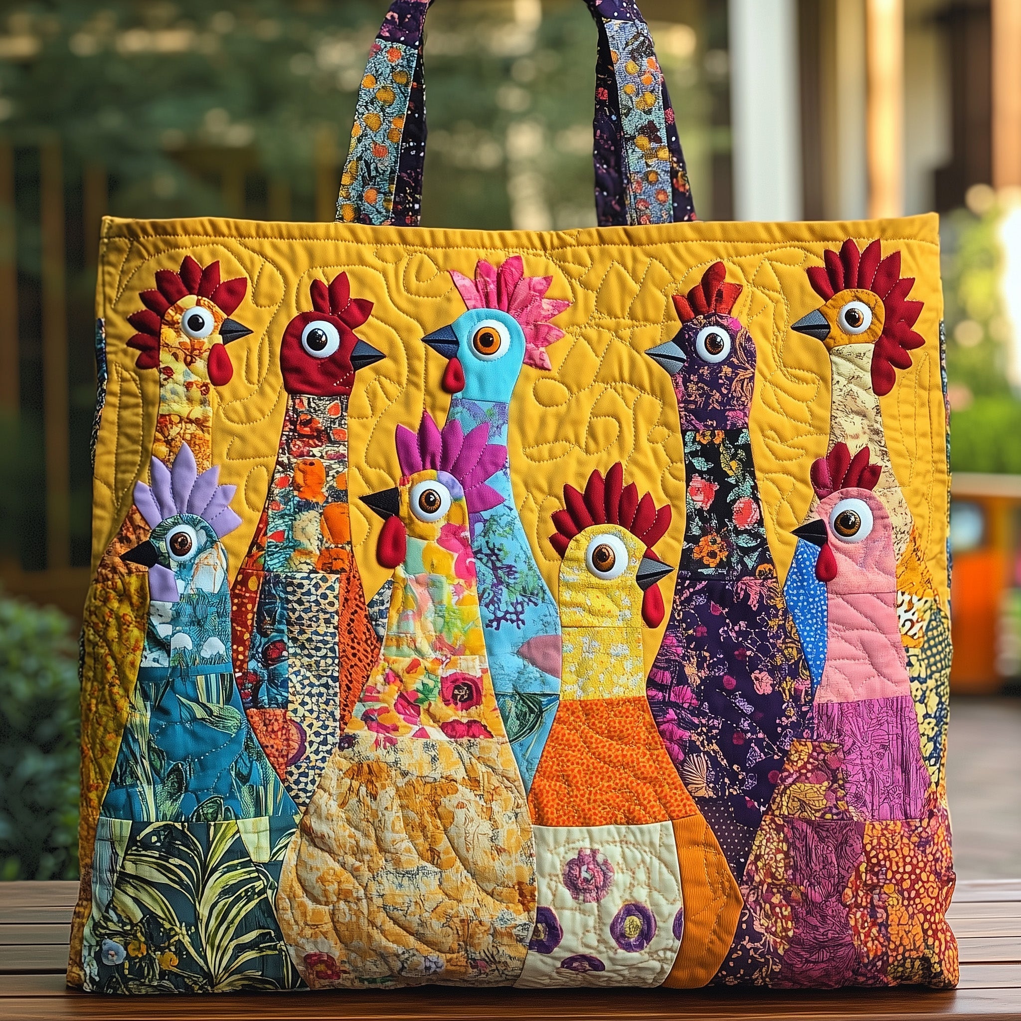 Funky Chicken Quilted Tote Bag GFTOHD7928 - Giftroza