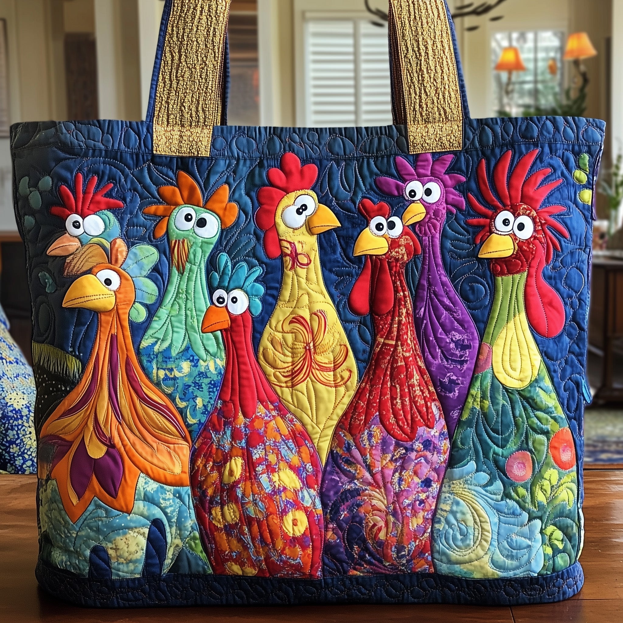 Funky Chicken Quilted Tote Bag - Giftroza