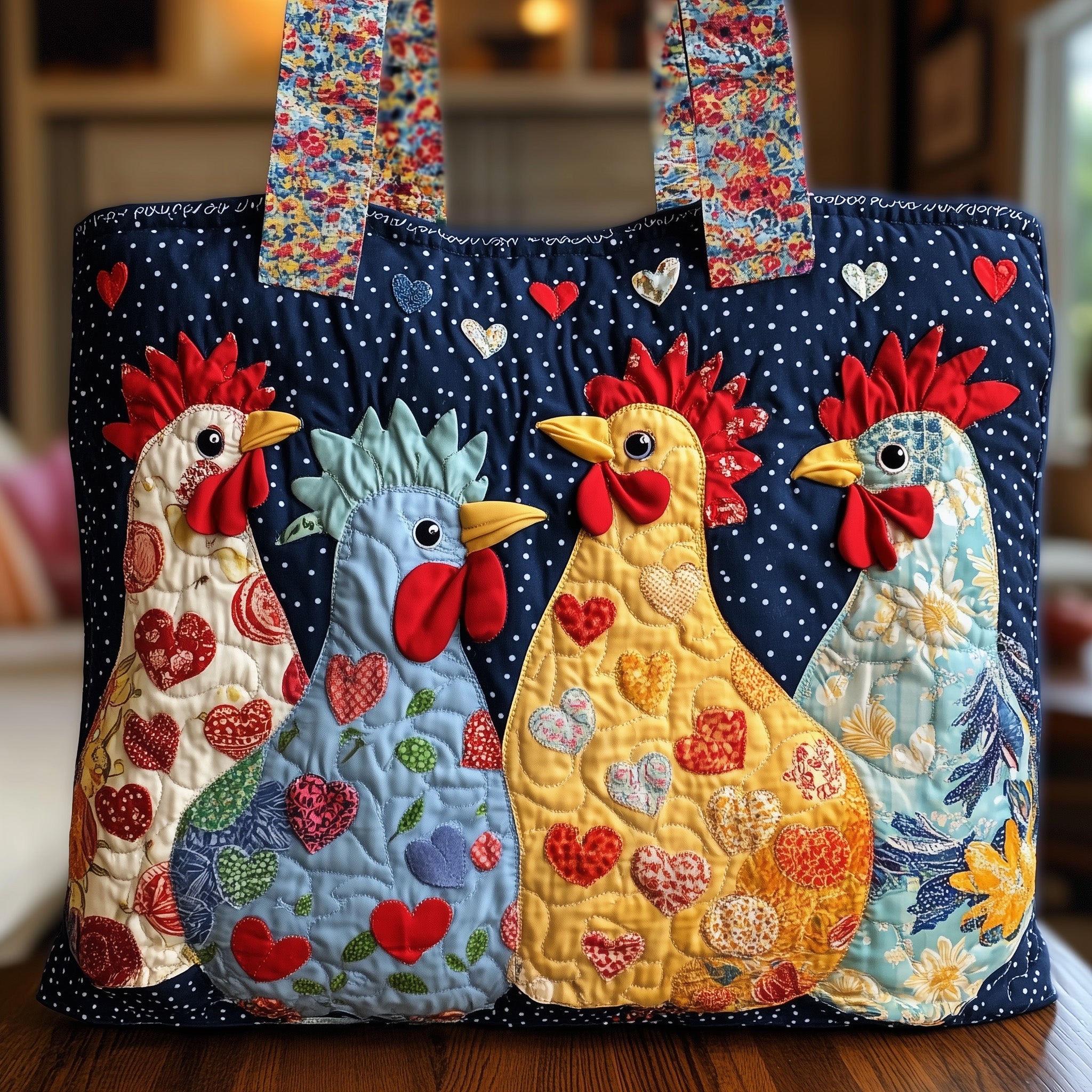 Funky Chicken Quilted Tote Bag - Giftroza