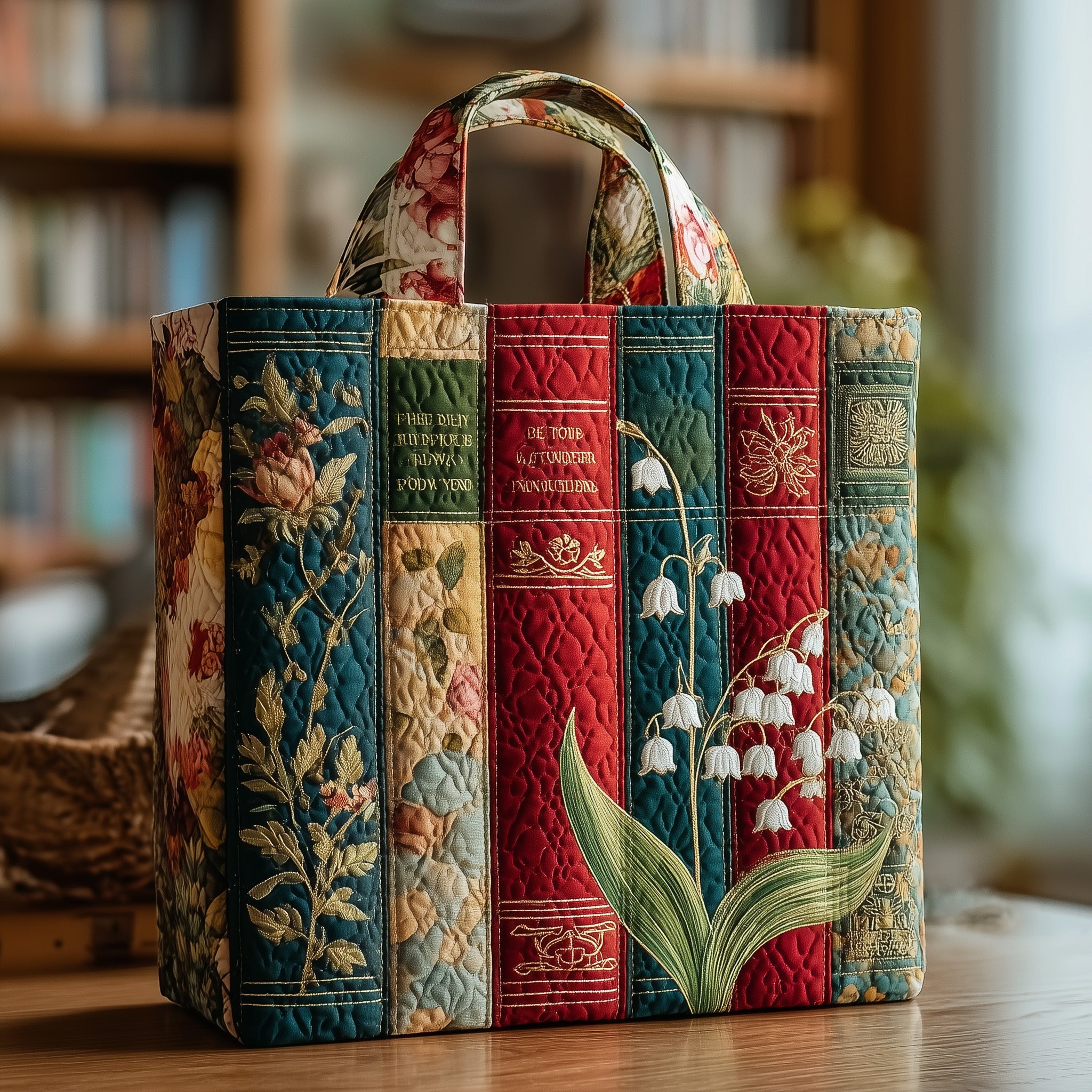 Bookish Quilted Tote Bag - Giftroza