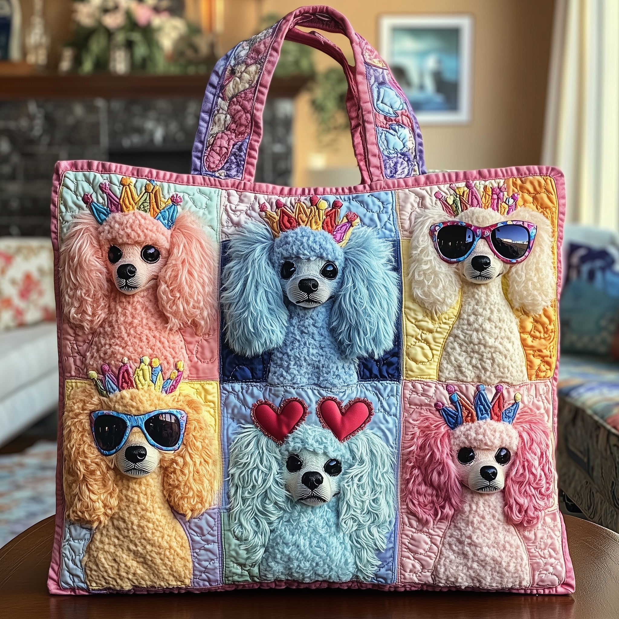 Poodle Quilted Tote Bag GFTOTP8756 - Giftroza