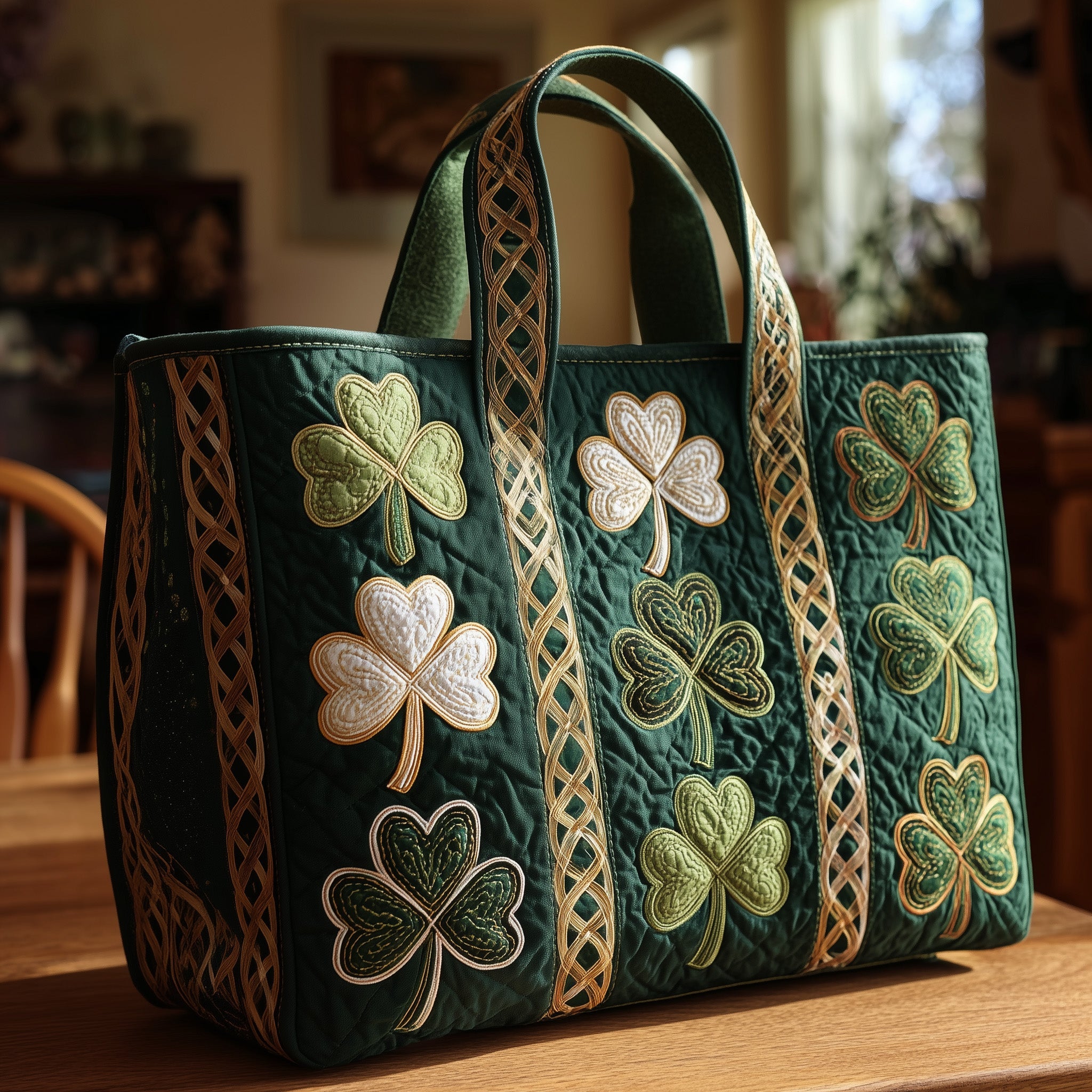 Irish Shamrock Quilted Tote Bag GFTOTP9063 - Giftroza