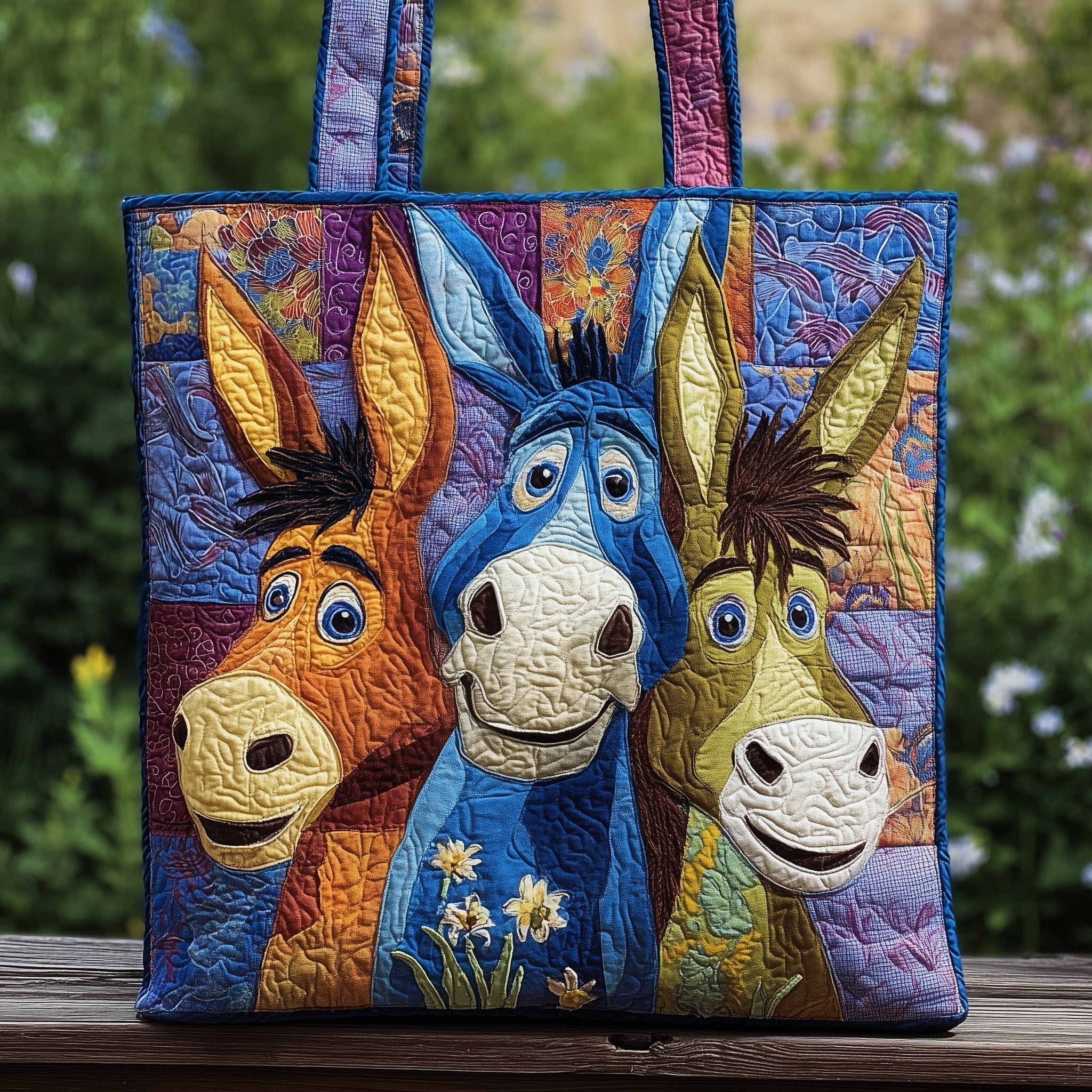 Whimsical Donkeys Quilted Tote Bag GFTOMA2631 - Giftroza