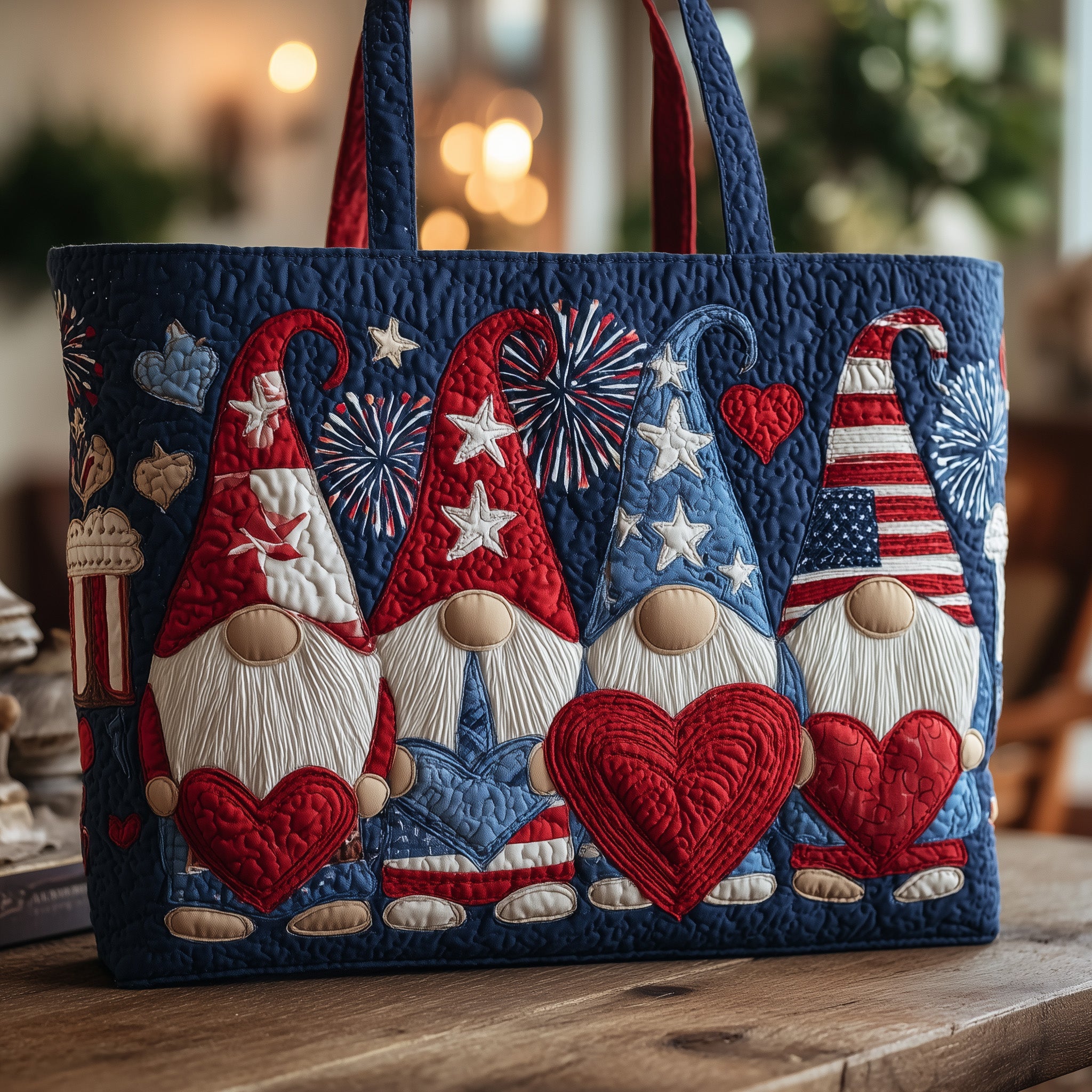 Patriotic Gnomes Quilted Tote Bag GFTONL4931 - Giftroza
