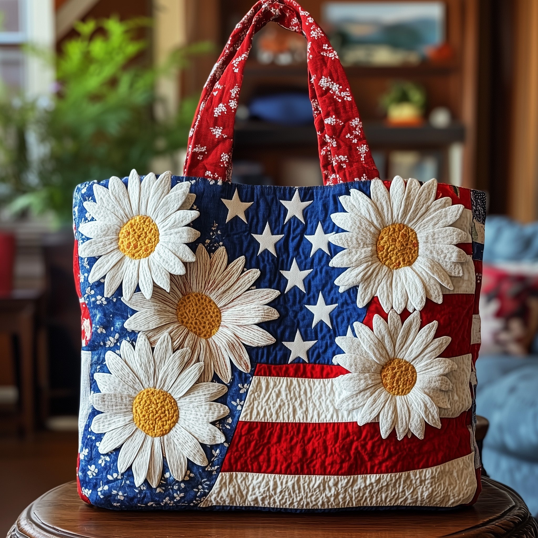 Patriotic Petals Quilted Tote Bag GFTOTP8766 - Giftroza