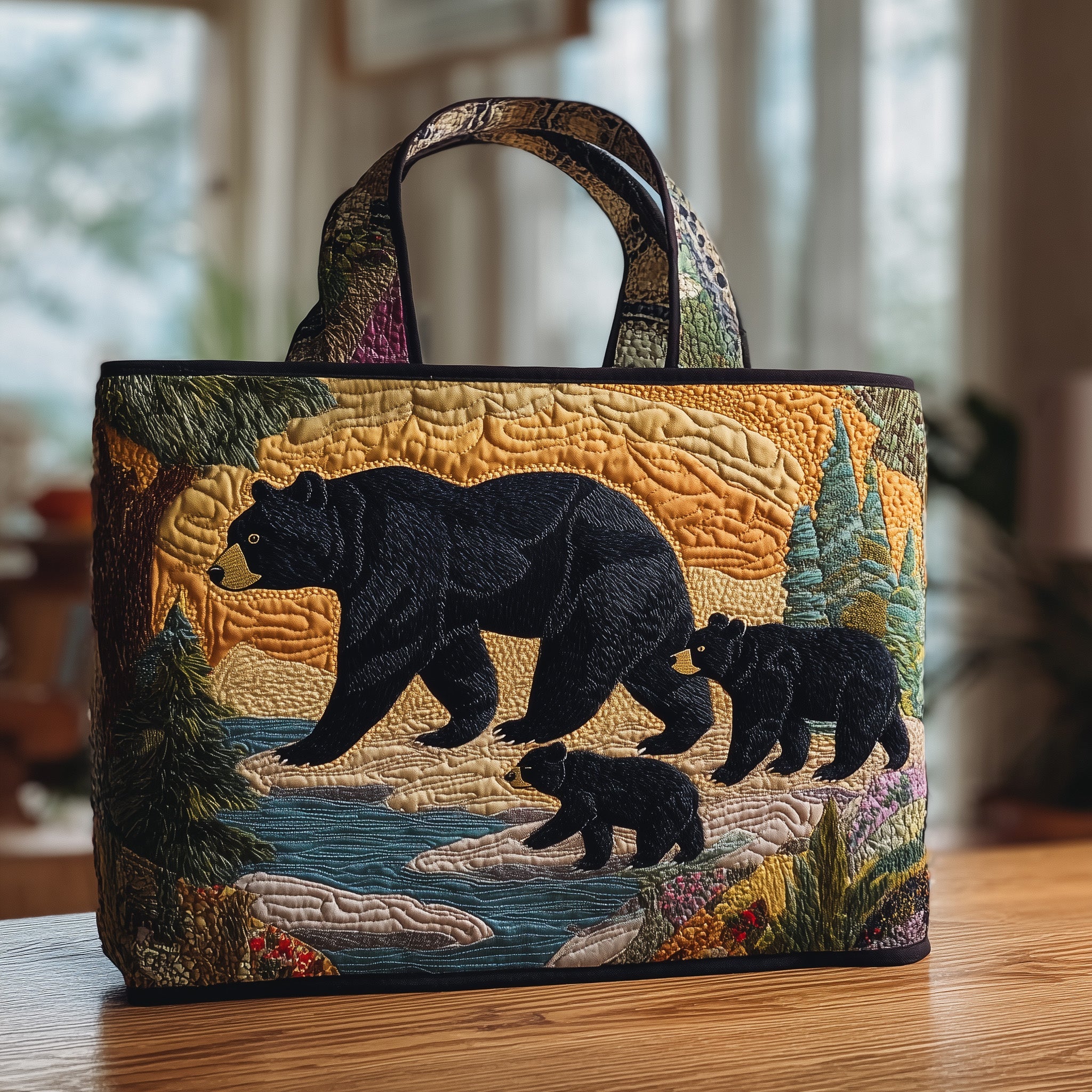 Wilderness Bear Quilted Tote Bag GFTOMA1872 - Giftroza