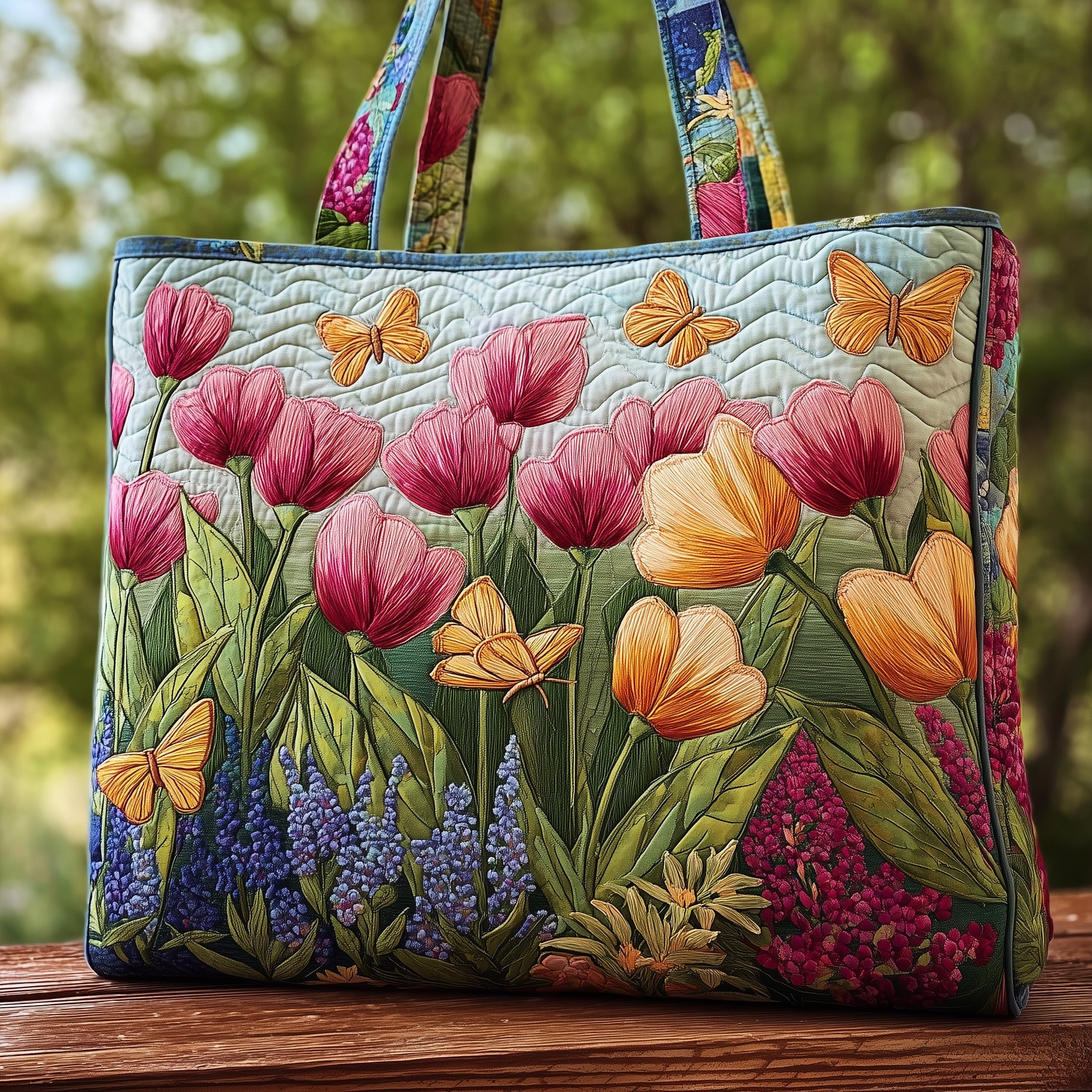Tulip Blooms Quilted Tote Bag GFTOMA2545 - Giftroza