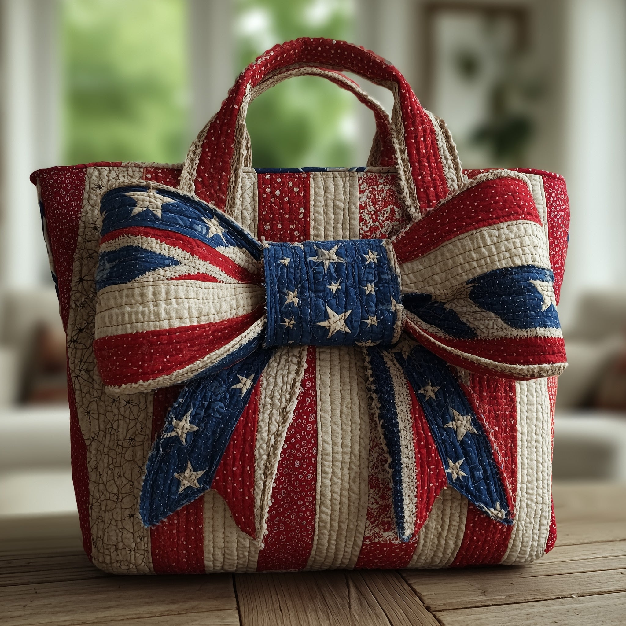 Patriotic Bow Quilted Tote Bag GFTOMA2072 - Giftroza
