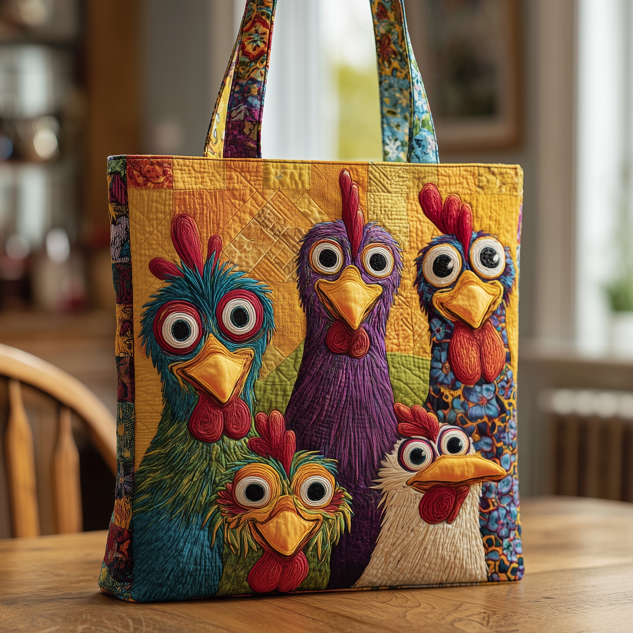 Funky Chicken Quilted Tote Bag GFTOMA1912 - Giftroza