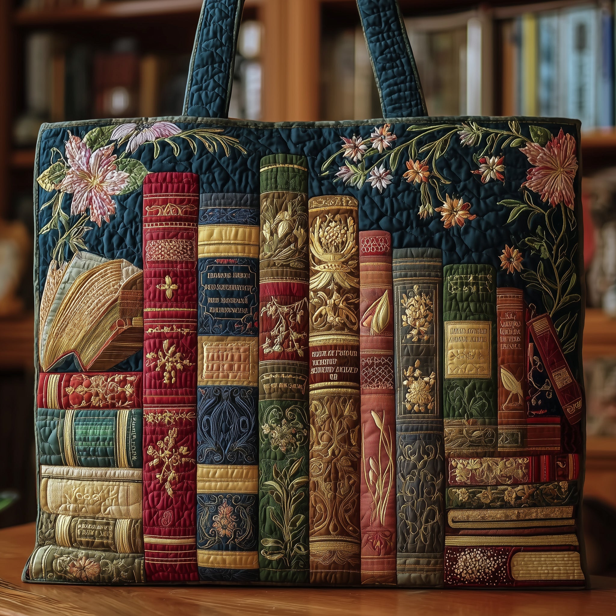 Exquisite Bookworm Quilted Tote Bag GFTONL5213 - Giftroza