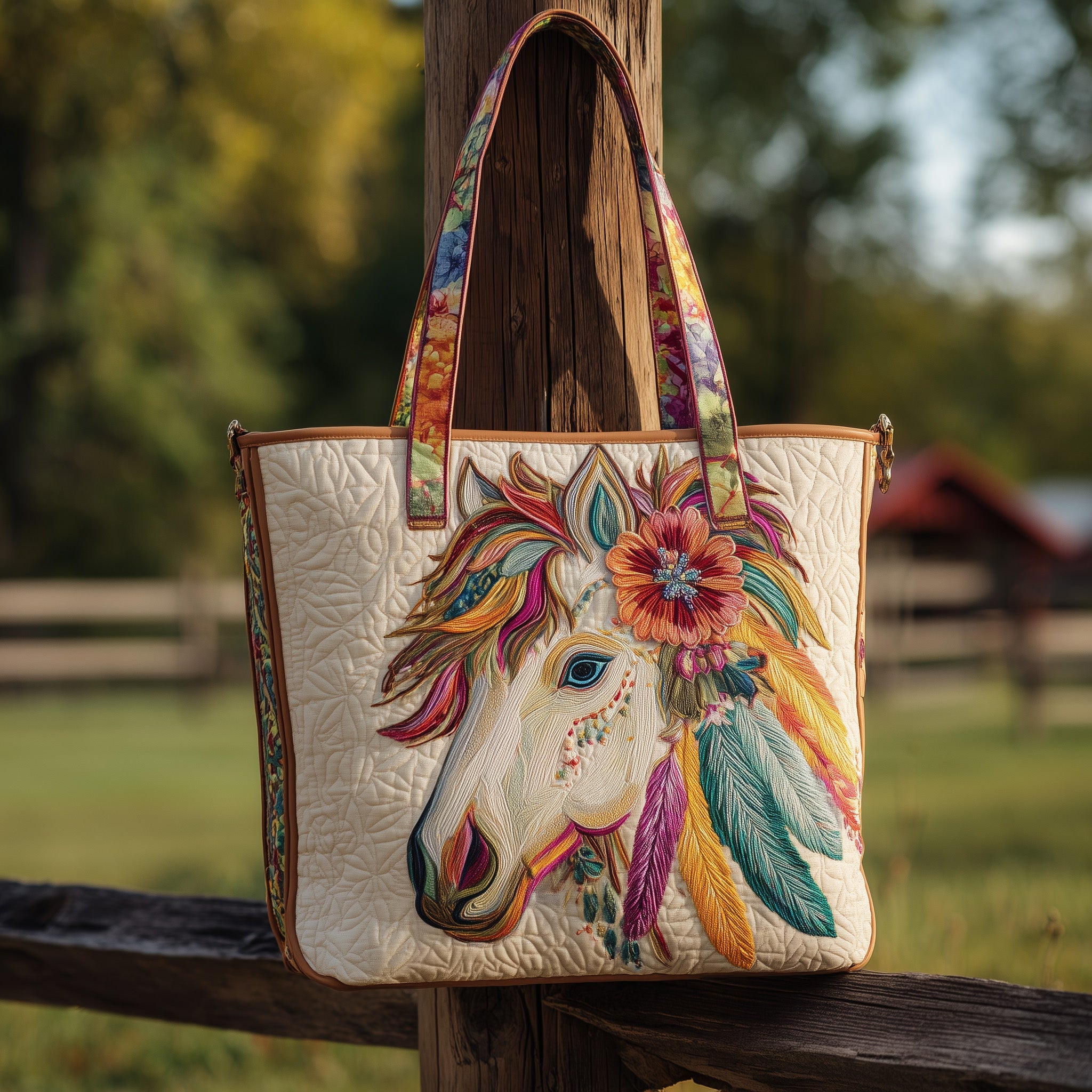 Dynamic Horse Quilted Tote Bag GFTOTL4223 - Giftroza