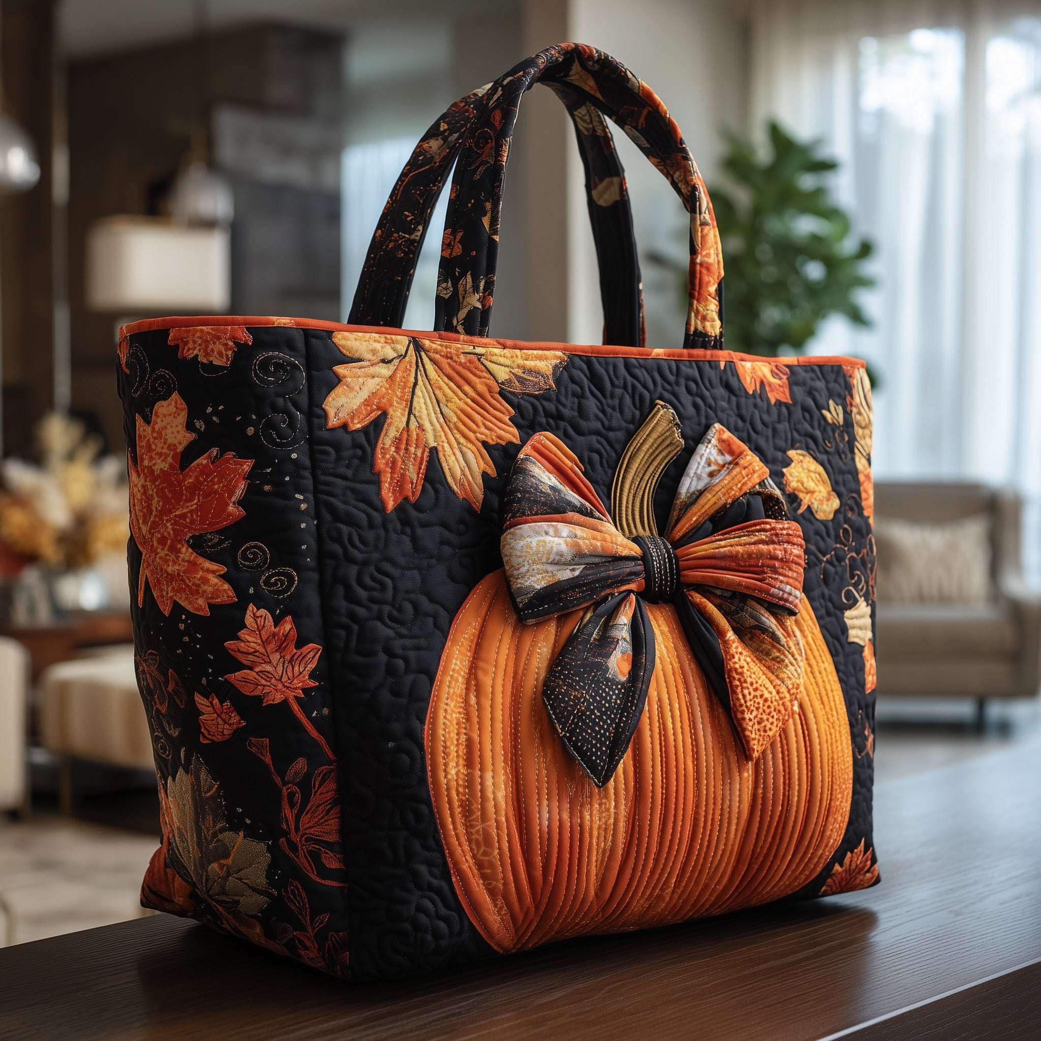 Rustic Pumpkin Charm Quilted Tote Bag GFTOTP9907 - Giftroza