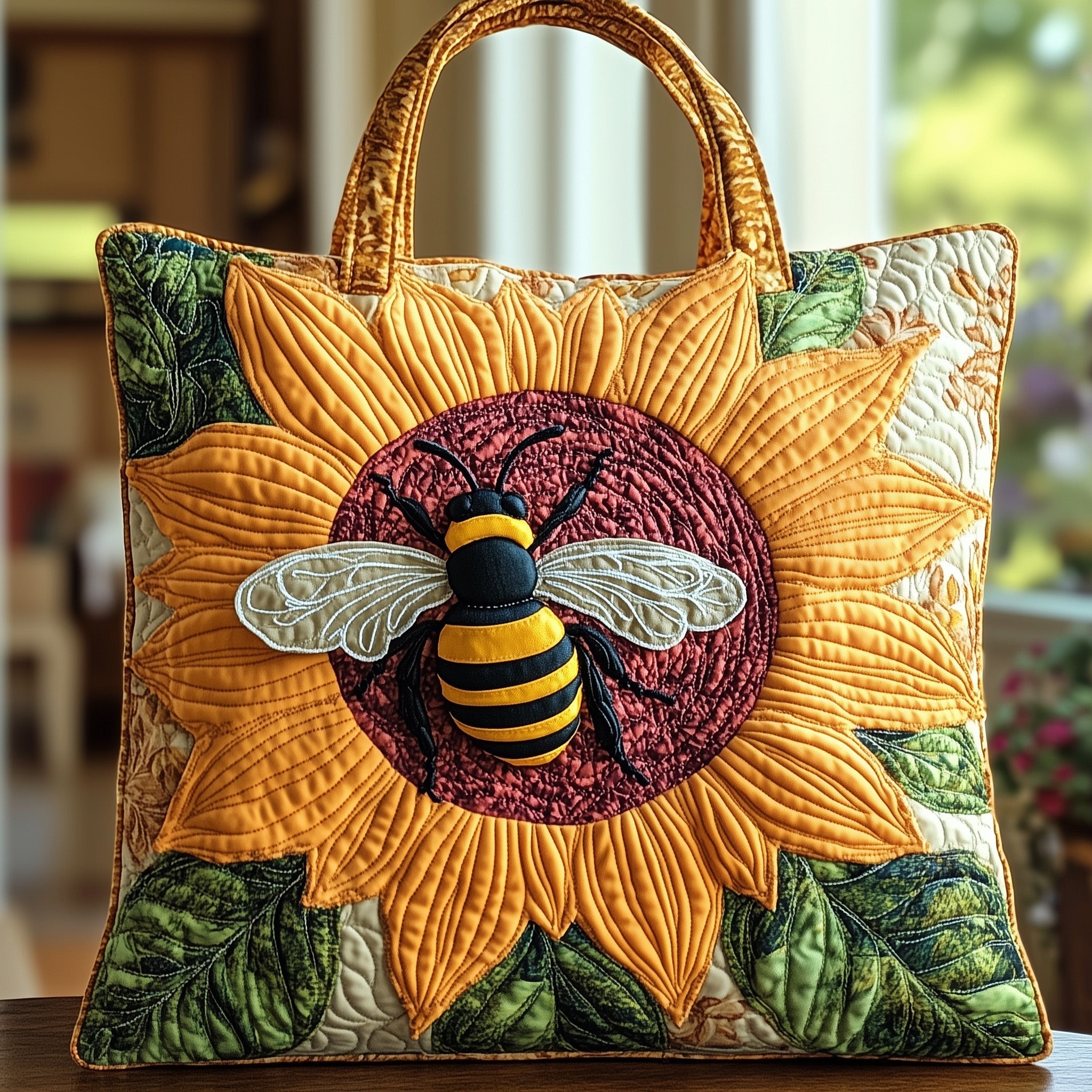 Sunny Bee Delight Quilted Tote Bag GFTOHD7963 - Giftroza