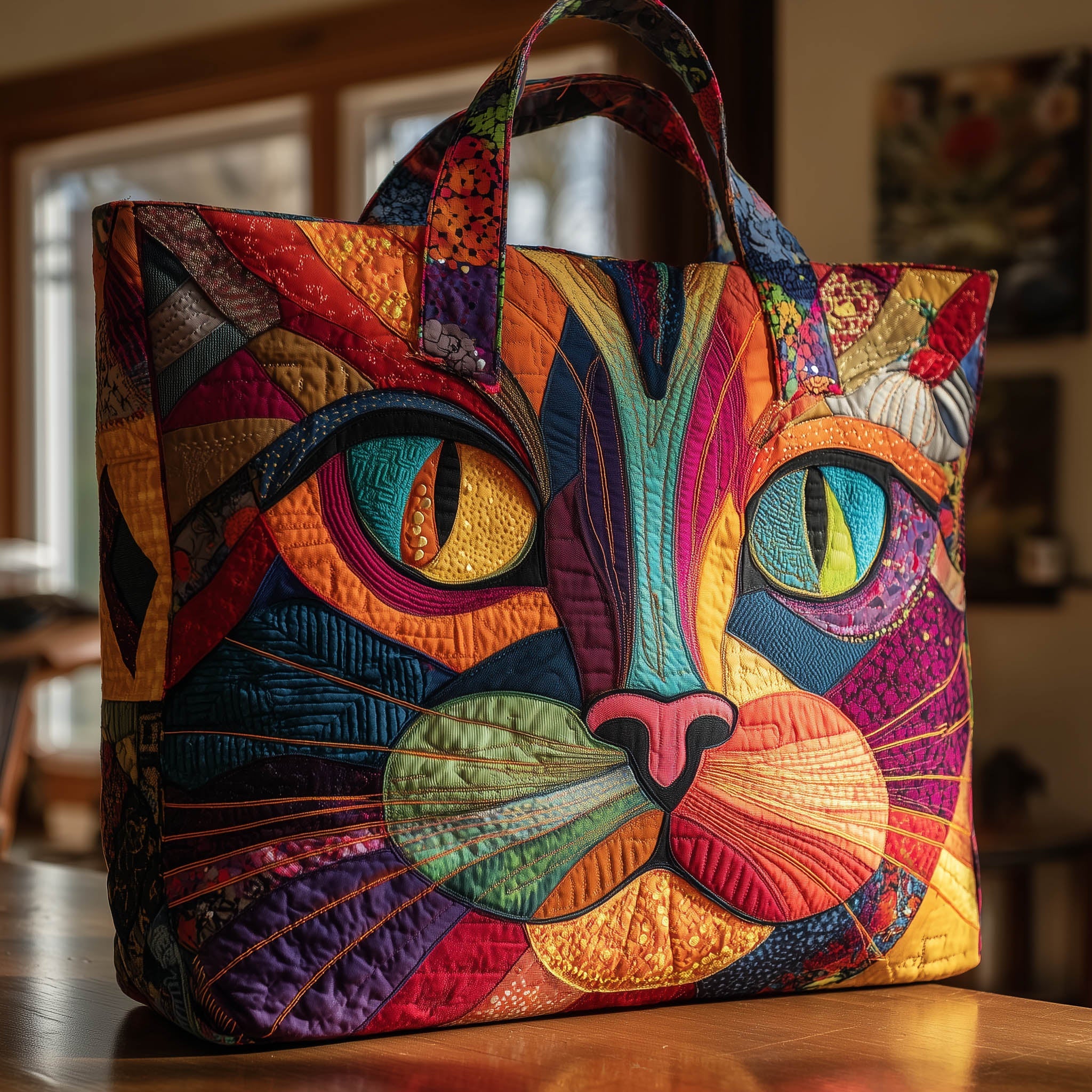 Cat Face Quilted Tote Bag GFTONL5023 - Giftroza