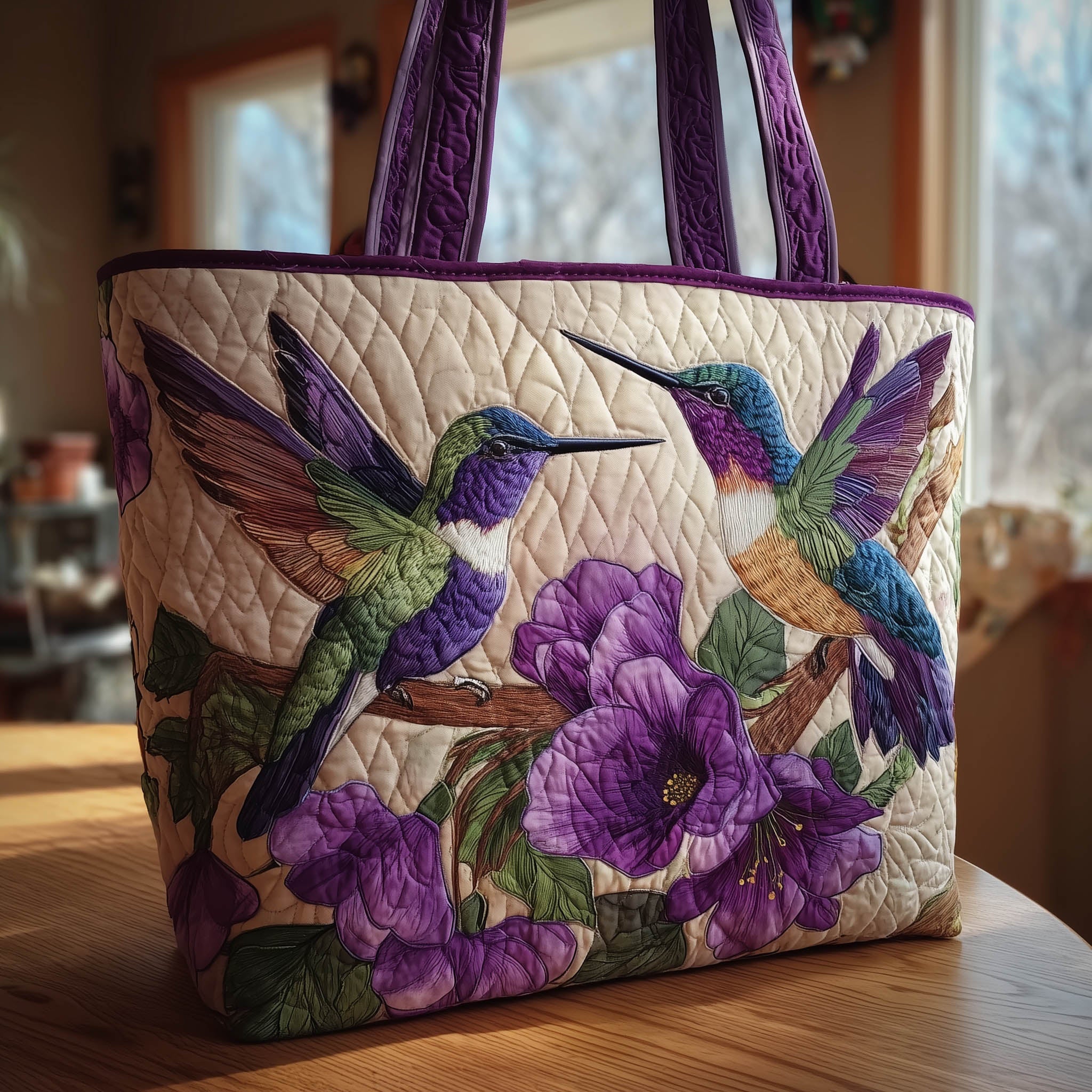 Amethyst Pair Quilted Tote Bag GFTOTL3909 - Giftroza