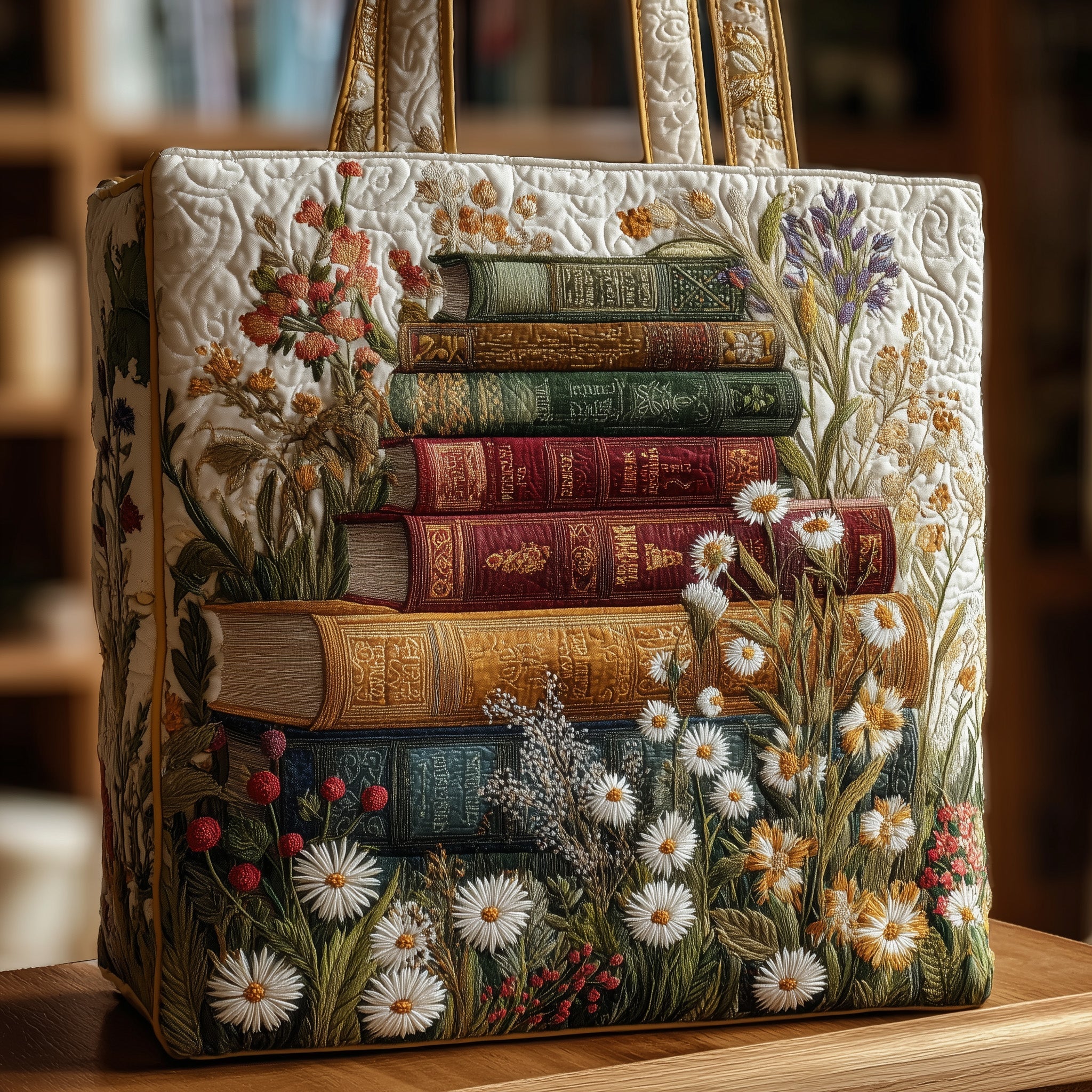 Exquisite Bookworm Quilted Tote Bag GFTONL5215 - Giftroza