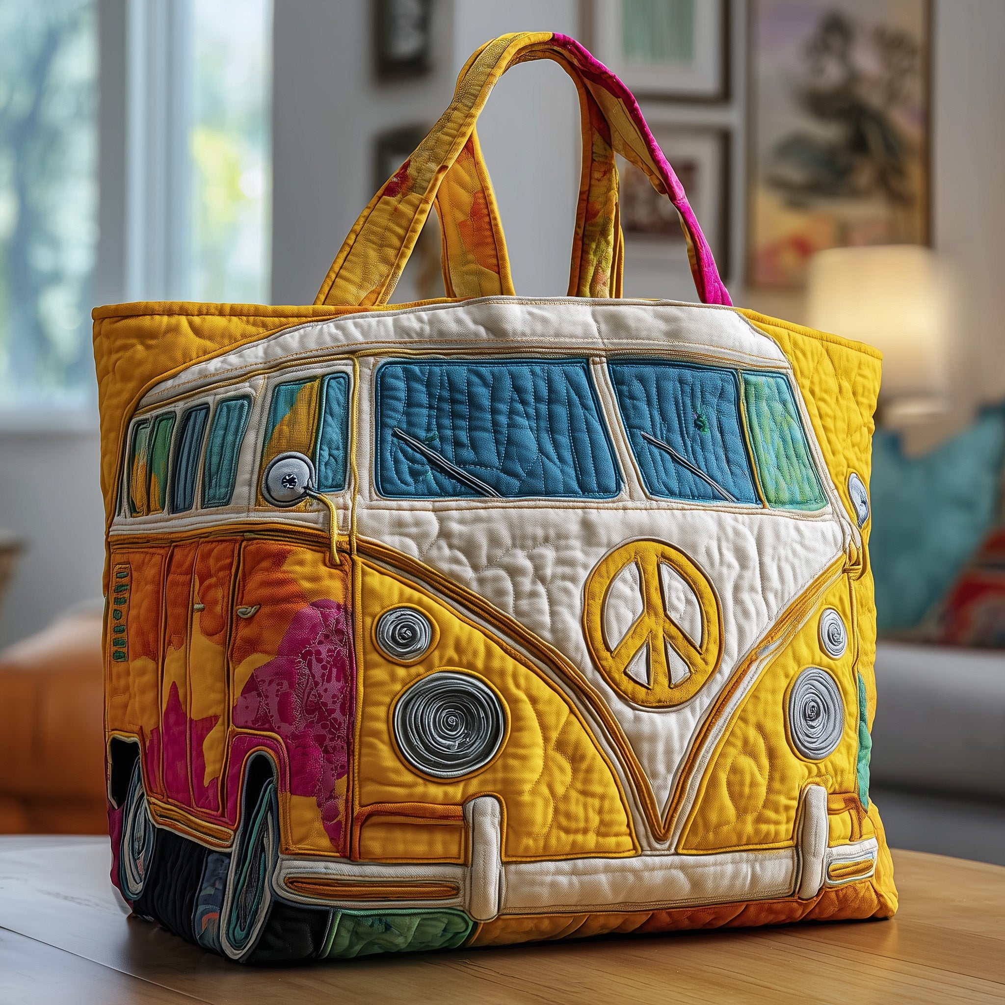 Hippie Ride Quilted Tote Bag GFTOTP9638 - Giftroza