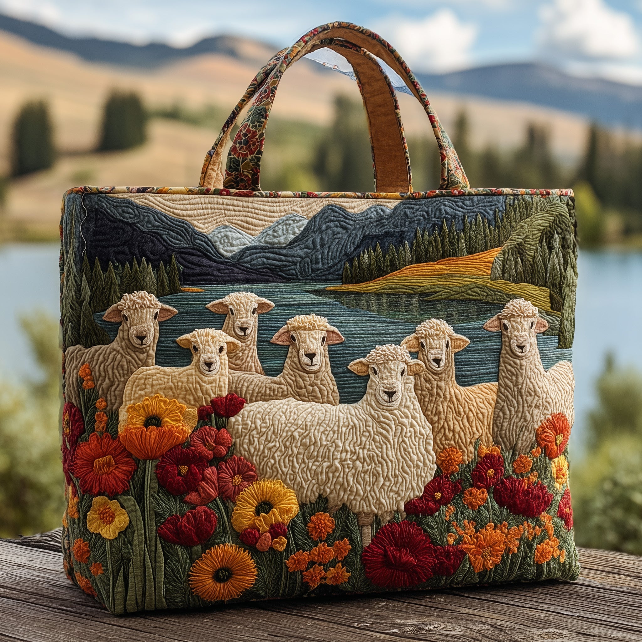 Sheep Serenity Quilted Tote Bag GFTOHD8557 - Giftroza