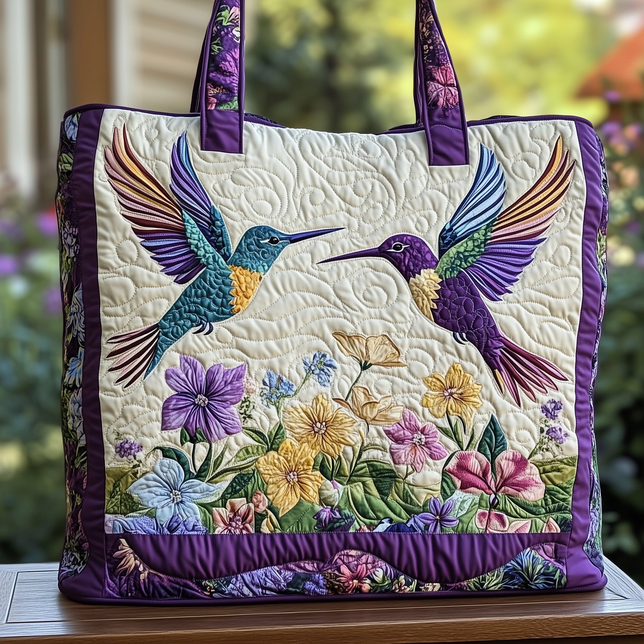 Elegance Hummingbird Quilted Tote Bag GFTOHD7919 - Giftroza