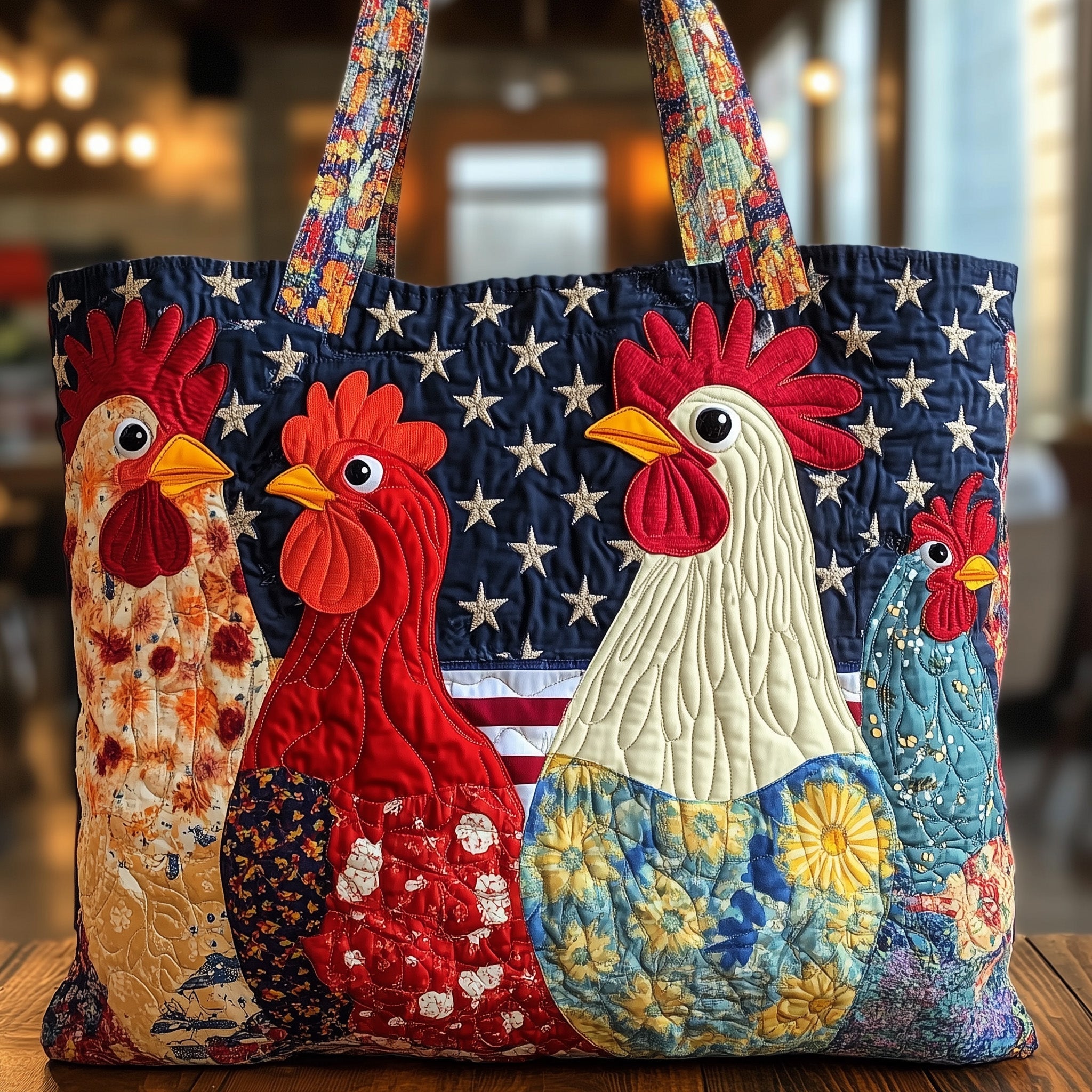 Funky Chicken Quilted Tote Bag - Giftroza