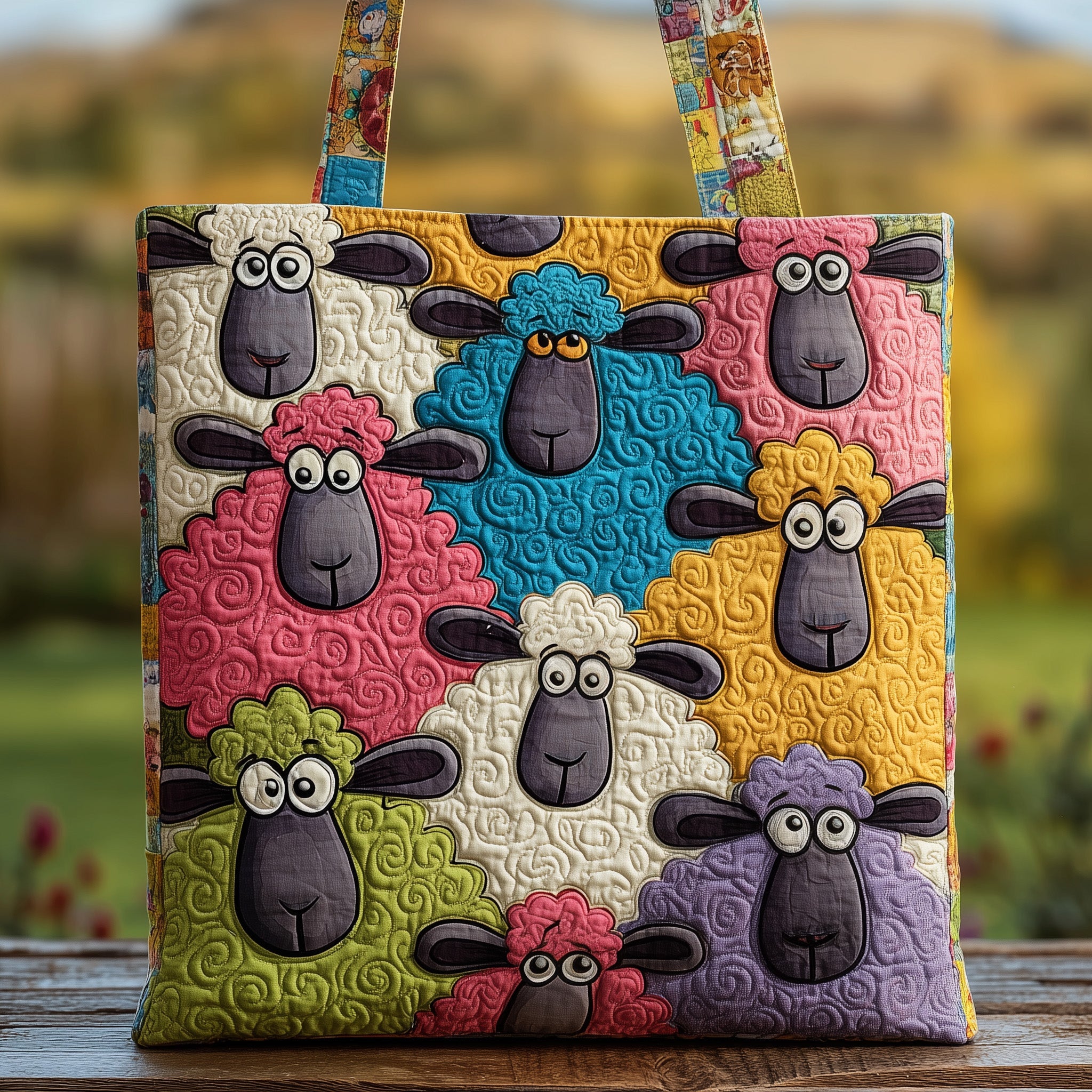 Whimsical Sheep Quilted Tote Bag GFTOMA2713 - Giftroza