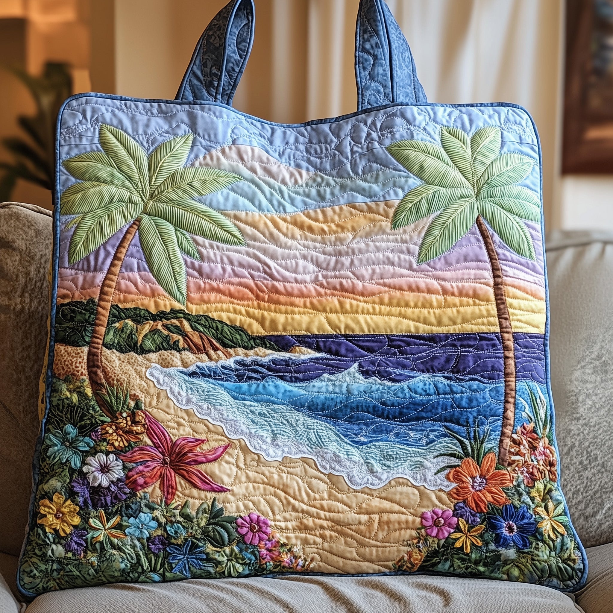 Beachfront Floral Haven Quilted Tote Bag GFTOHD7845 - Giftroza