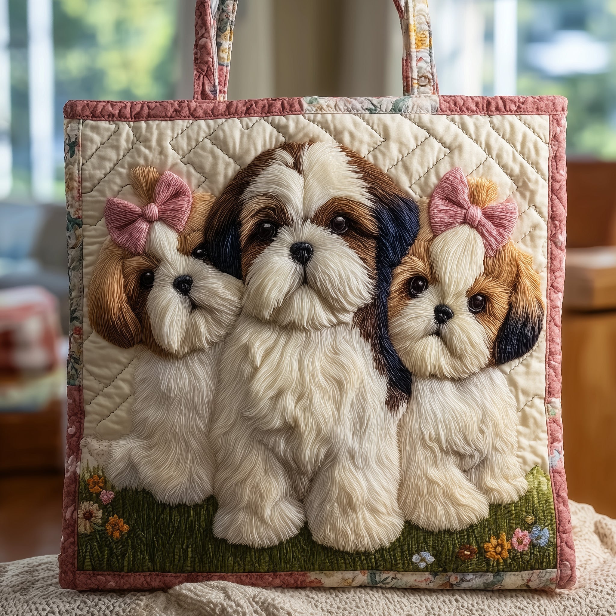 Shih Tzu Joy Quilted Tote Bag GFTONT2585 - Giftroza