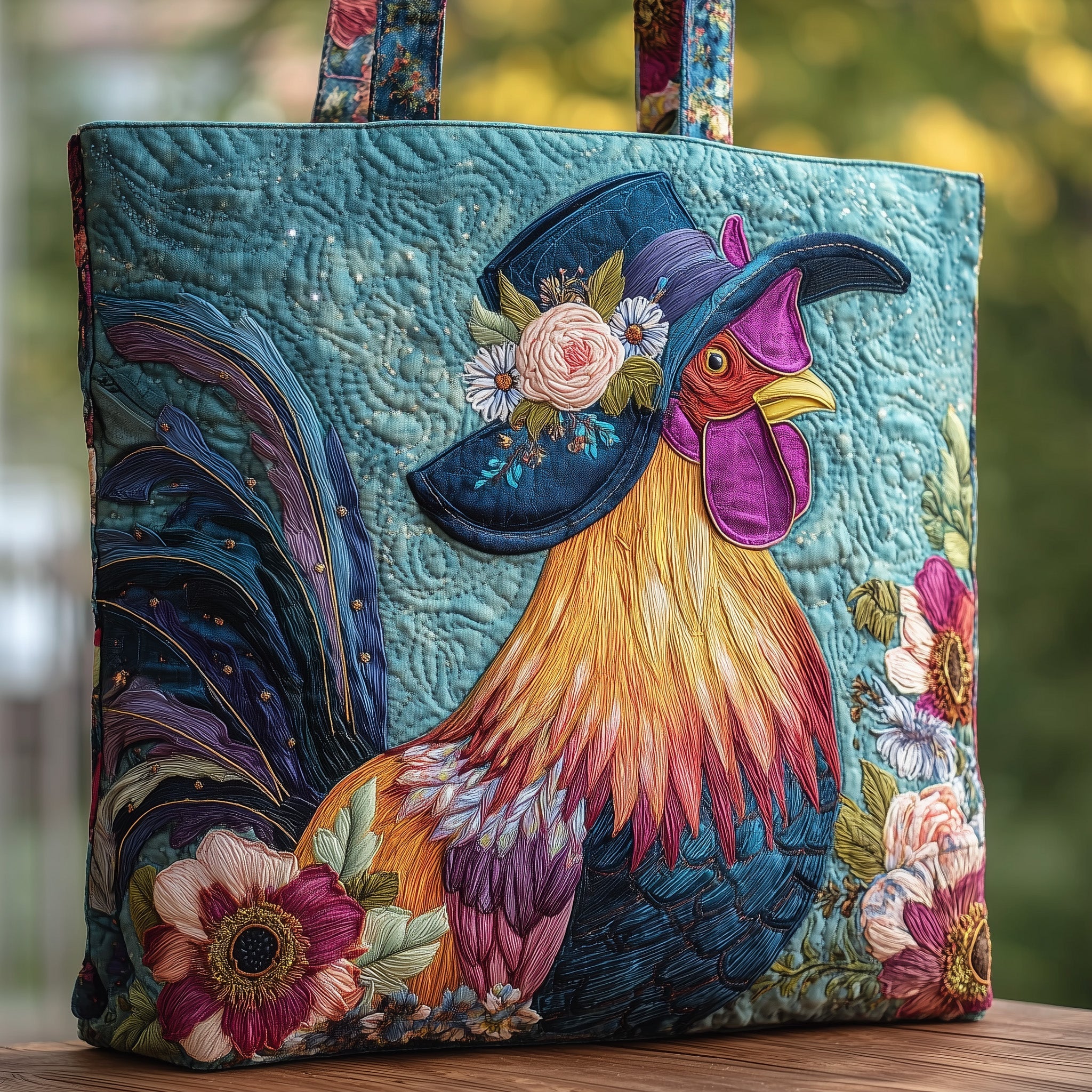 Funky Chicken Quilted Tote Bag GFTOHD8764 - Giftroza