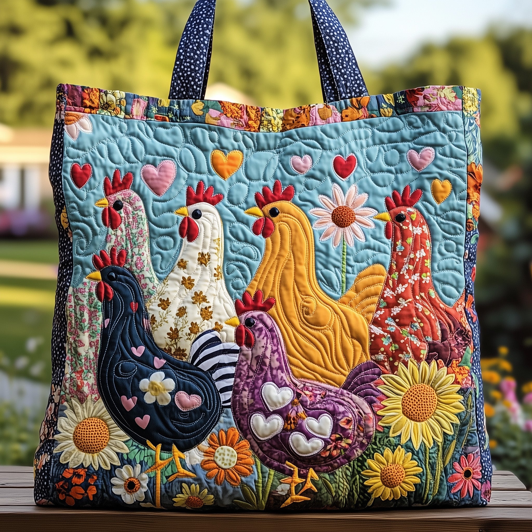 Funky Chicken Quilted Tote Bag GFTOHD7931 - Giftroza