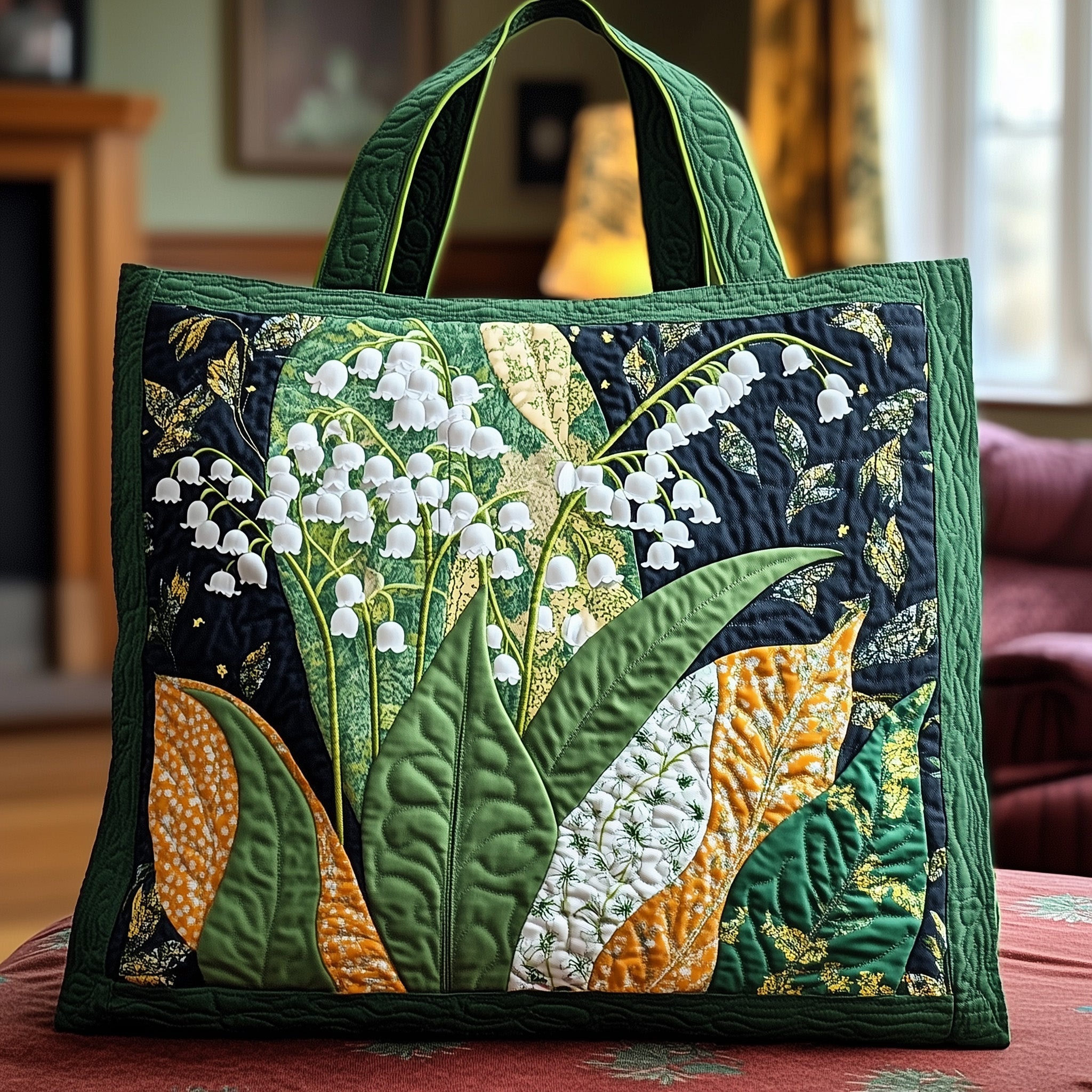 Lily of the Valley Quilted Tote Bag GFTOTP8886 - Giftroza