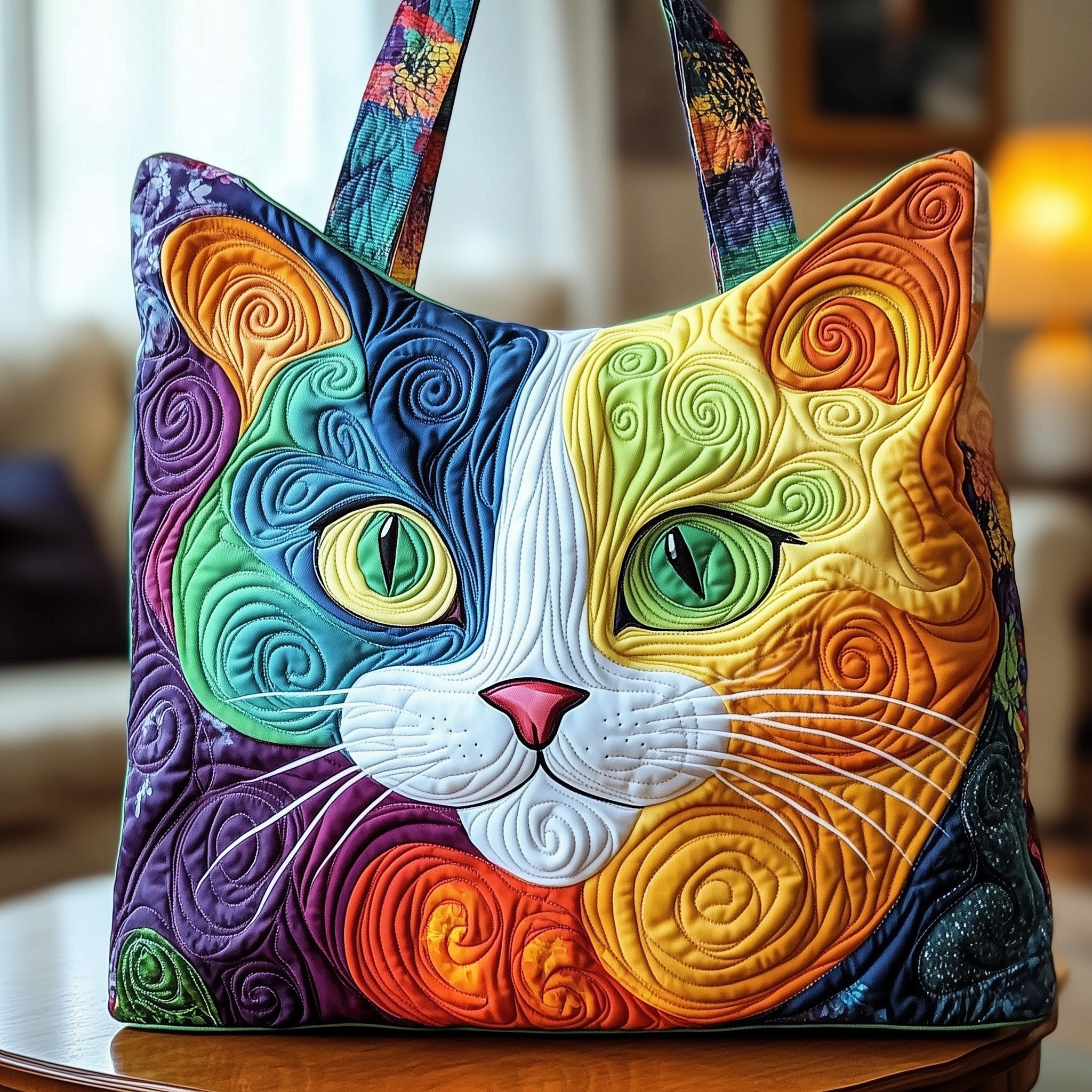 Swirly Cat Quilted Tote Bag GFTONT1115 - Giftroza