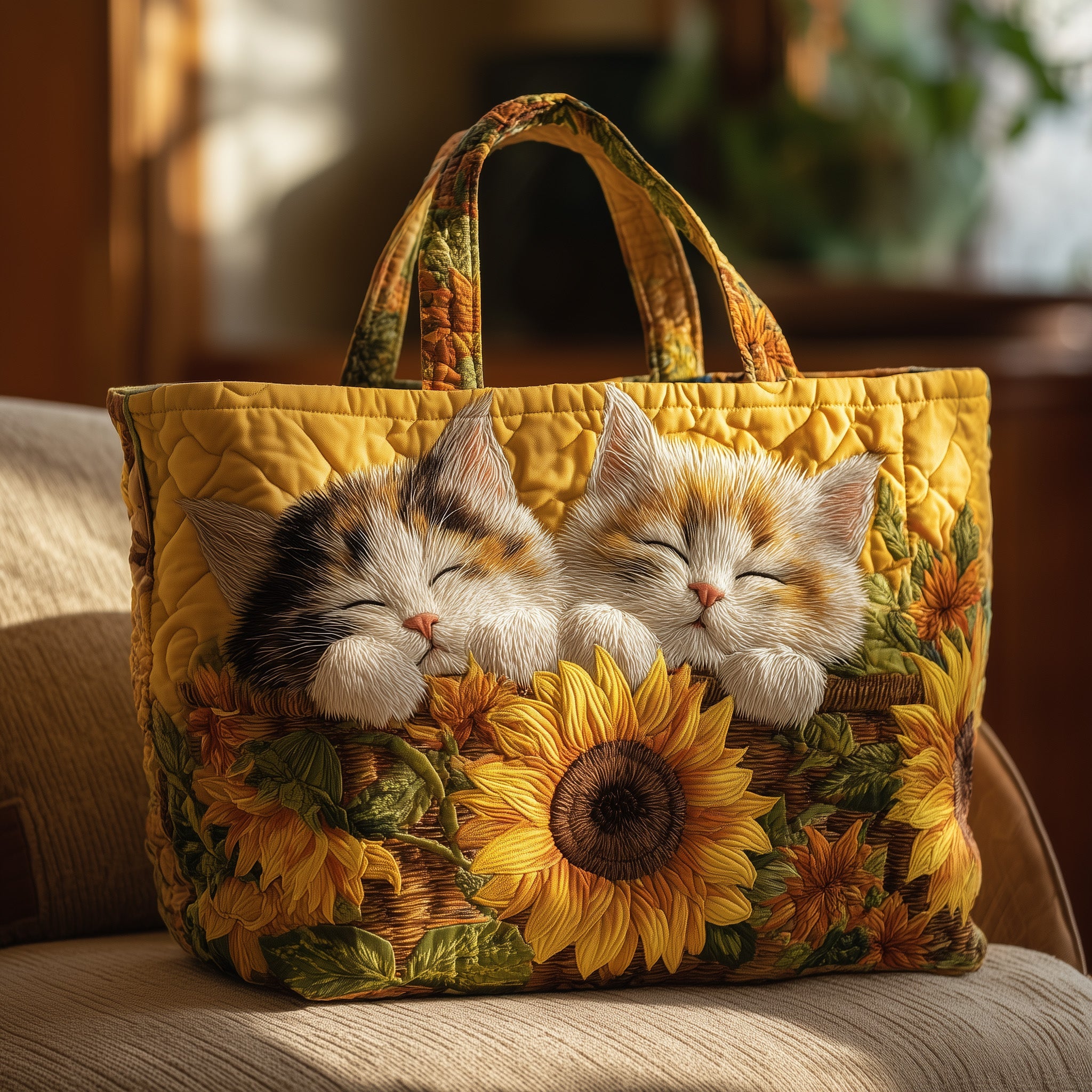 Cat in Bloom Quilted Tote Bag GFTONT2205 - Giftroza