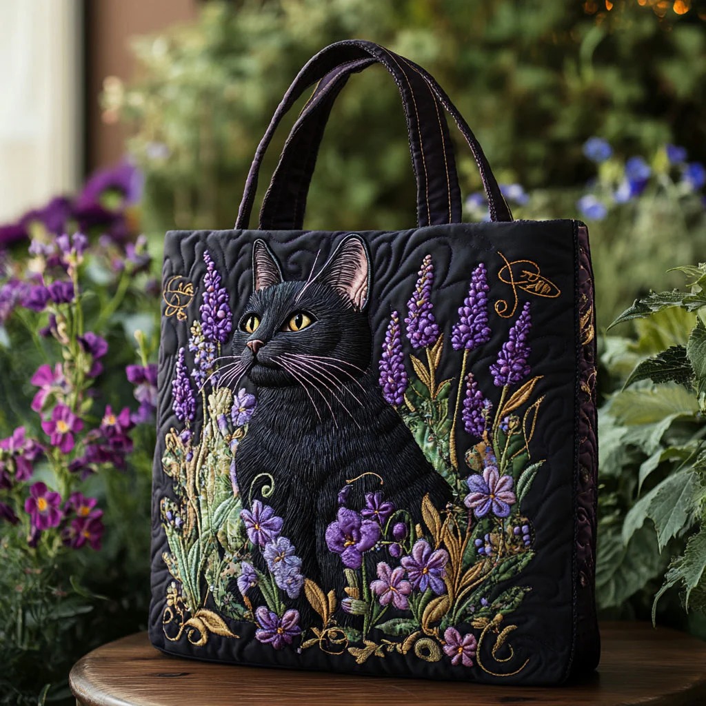 Moonlit Meow Quilted Tote Bag - Giftroza