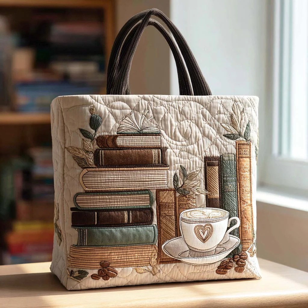 Coffee Chapter Quilted Tote Bag - Giftroza