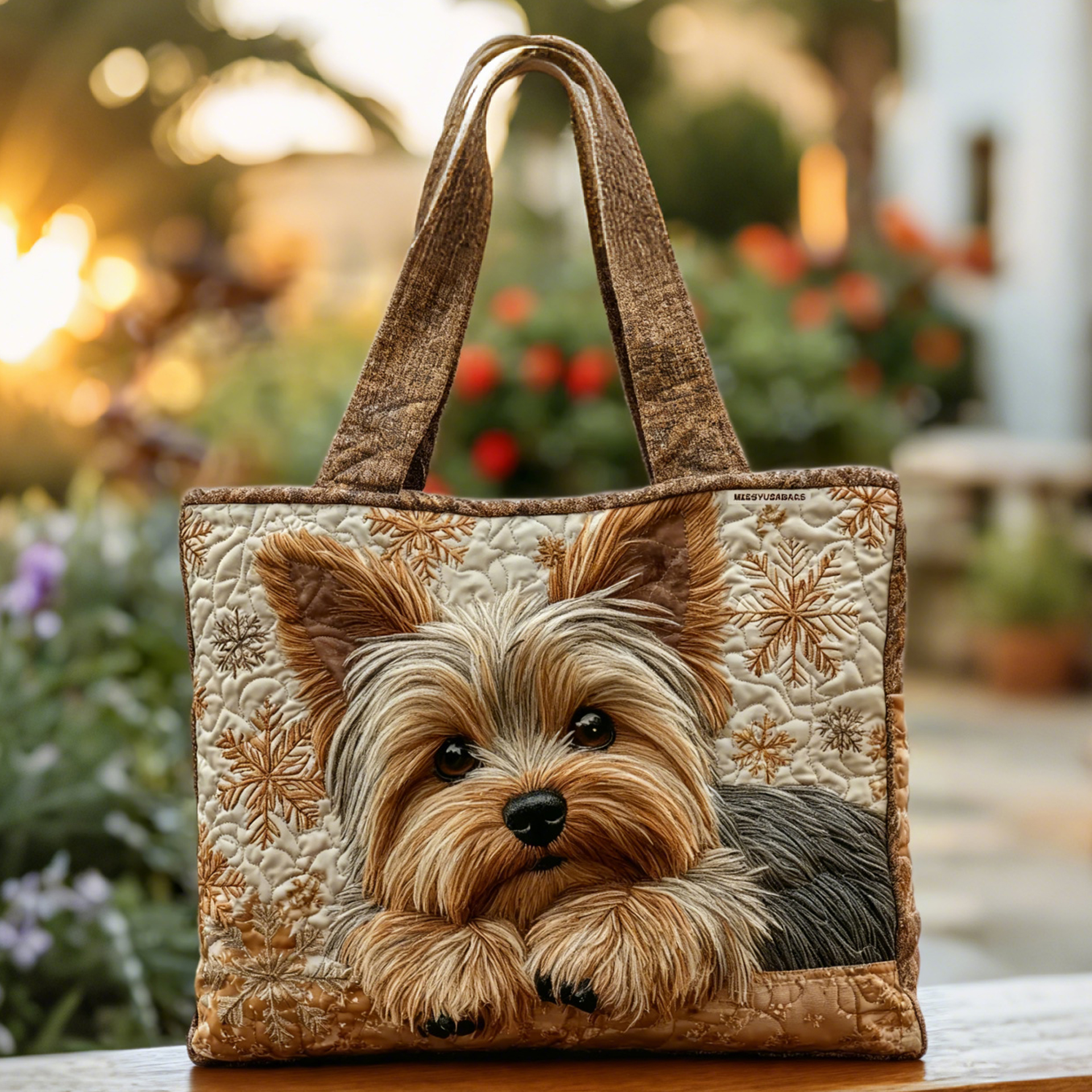 Yorkie Shine Quilted Tote Bag - Giftroza