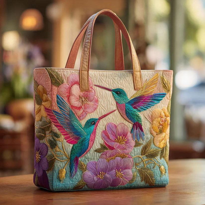 Hummingbird Garden Quilted Tote Bag - Giftroza