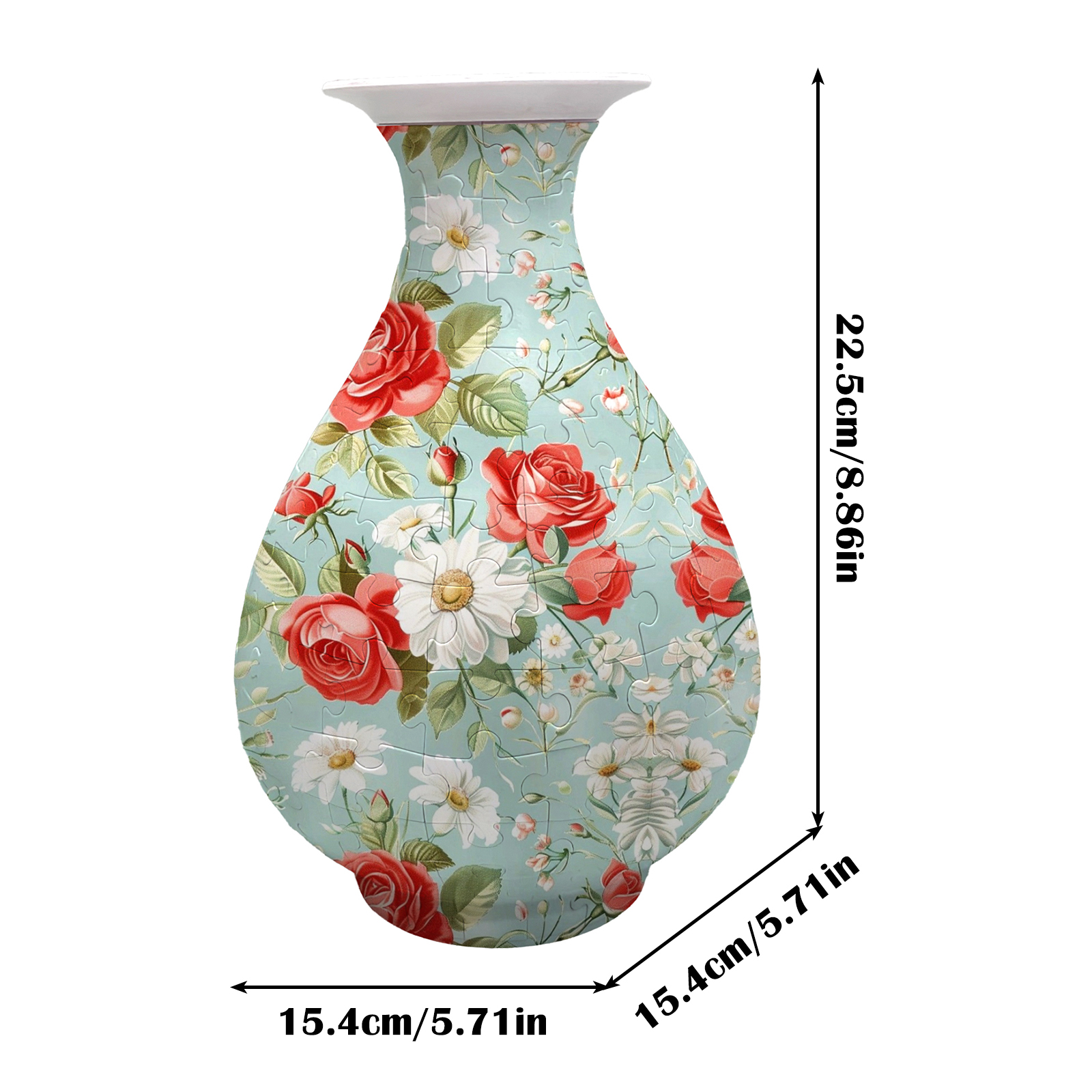 3D Pastoral Style Daisies And Roses Puzzle Round Belly Vase - (162 Pieces) - Giftroza