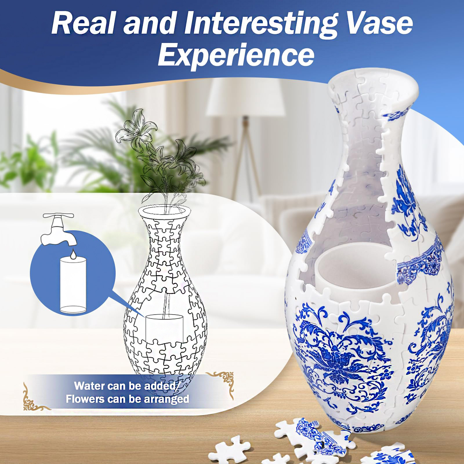 3D Mysterious Tangra Grass Painting Puzzle Vase - (160 Pieces) - Giftroza