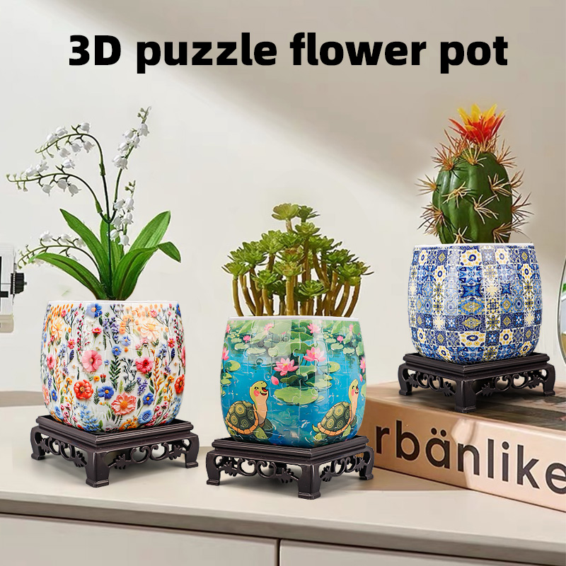 3D Starry Night In The Wind Flower Pot Puzzle - ( 96 Piece ) - Giftroza