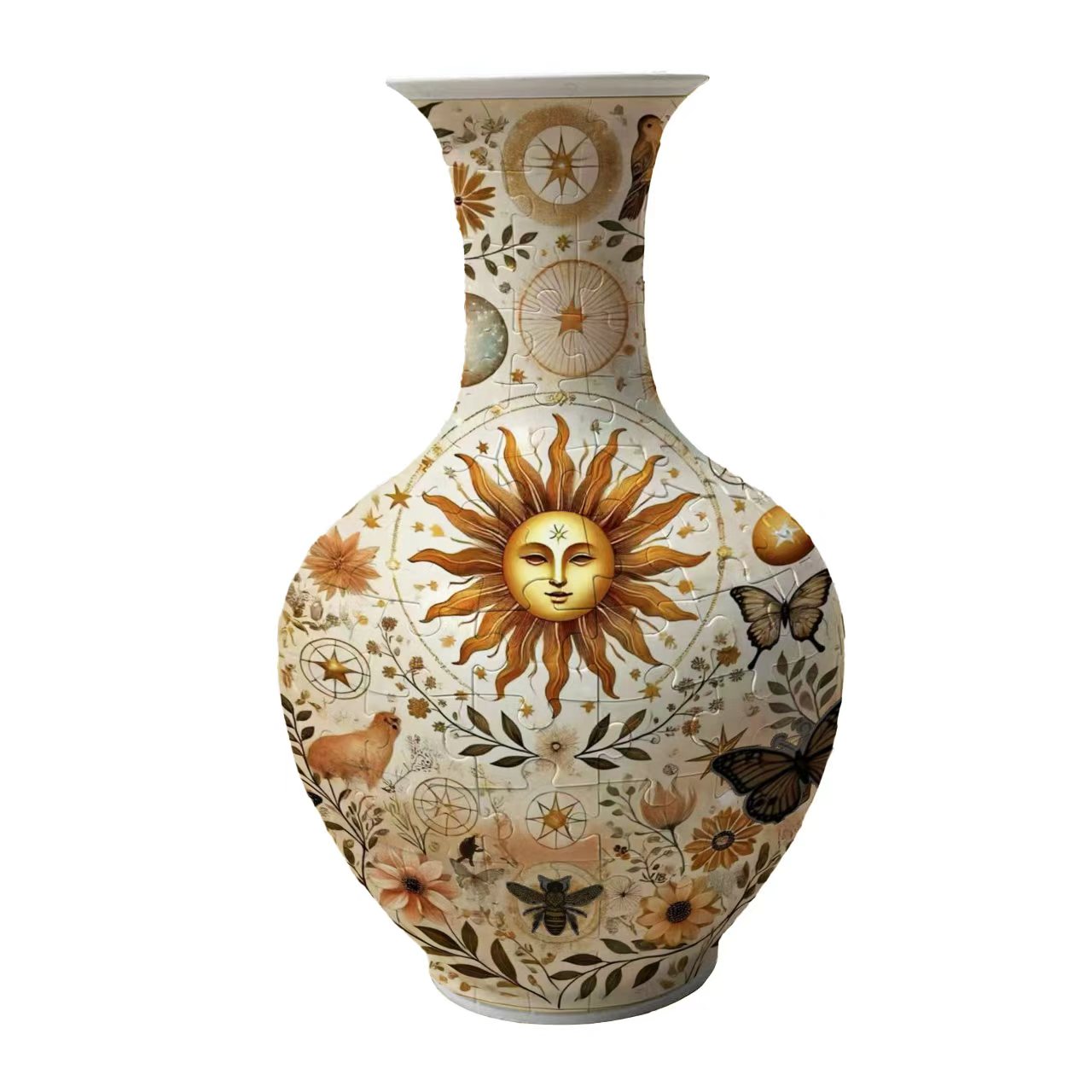 3D Sun Geometry Series Long Neck Round Puzzle Vase - (160 Pieces) - Giftroza