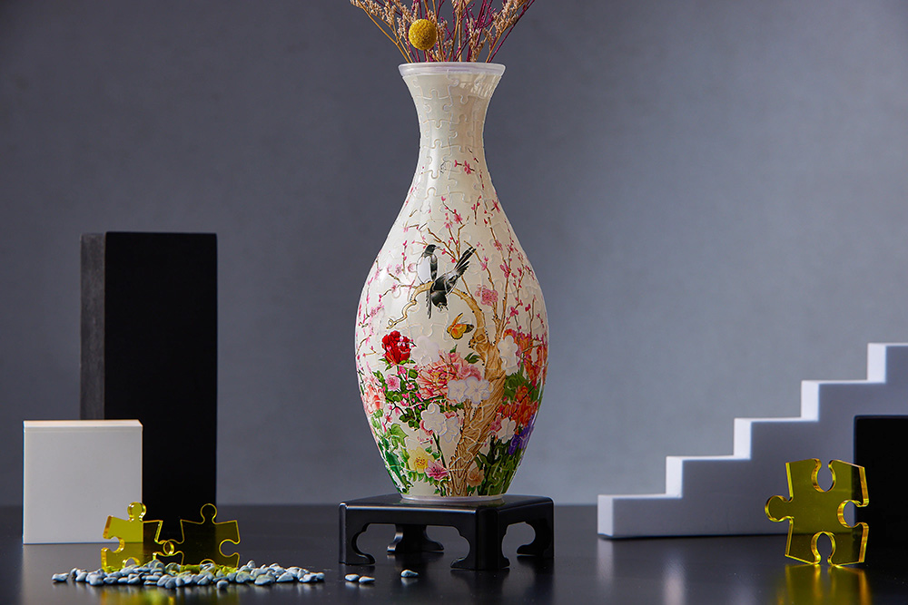 3D Flowers and Birds Puzzle Vase  - (160 Pieces) - Giftroza